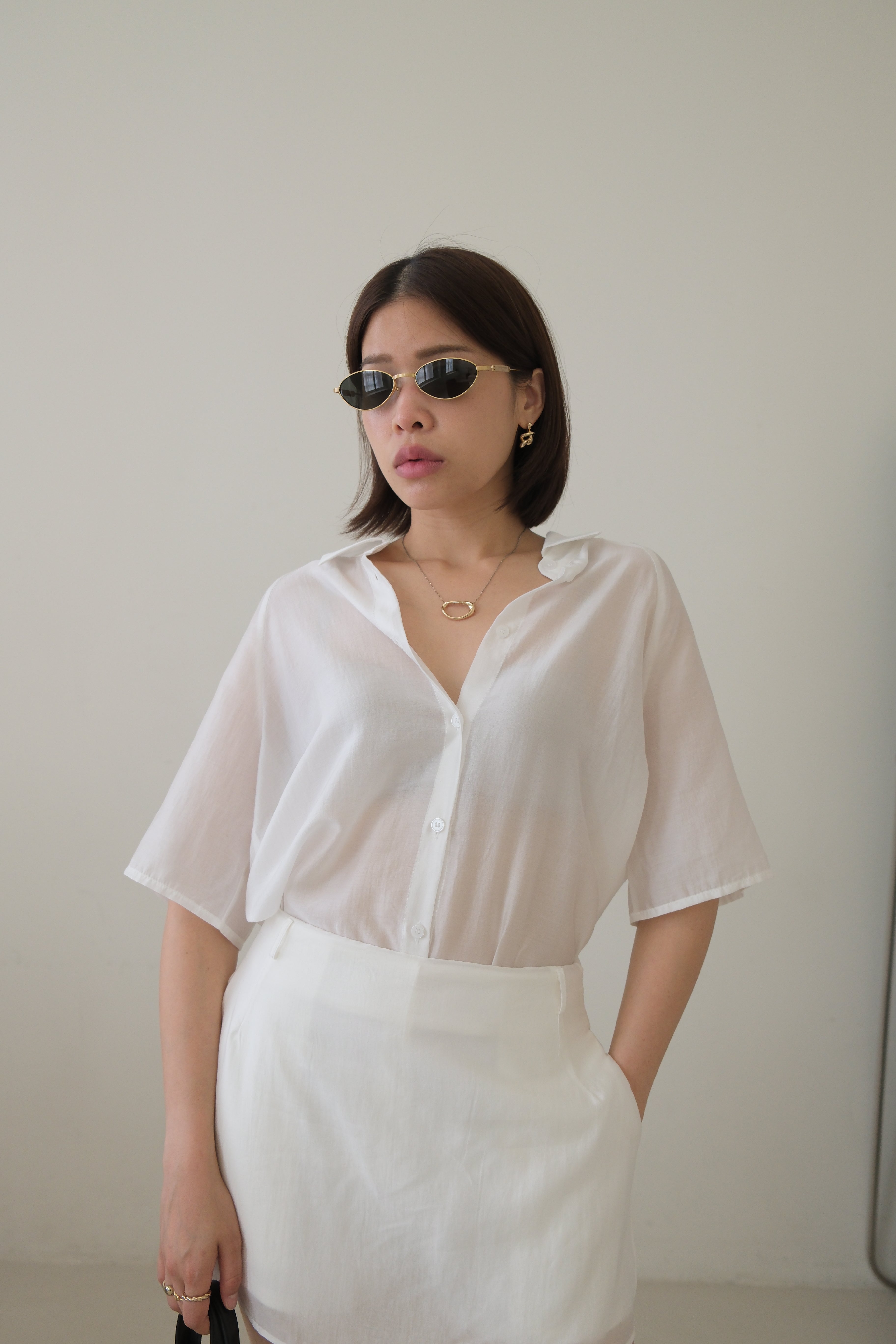 Sunne 2 way sheer shirt with scrunchies