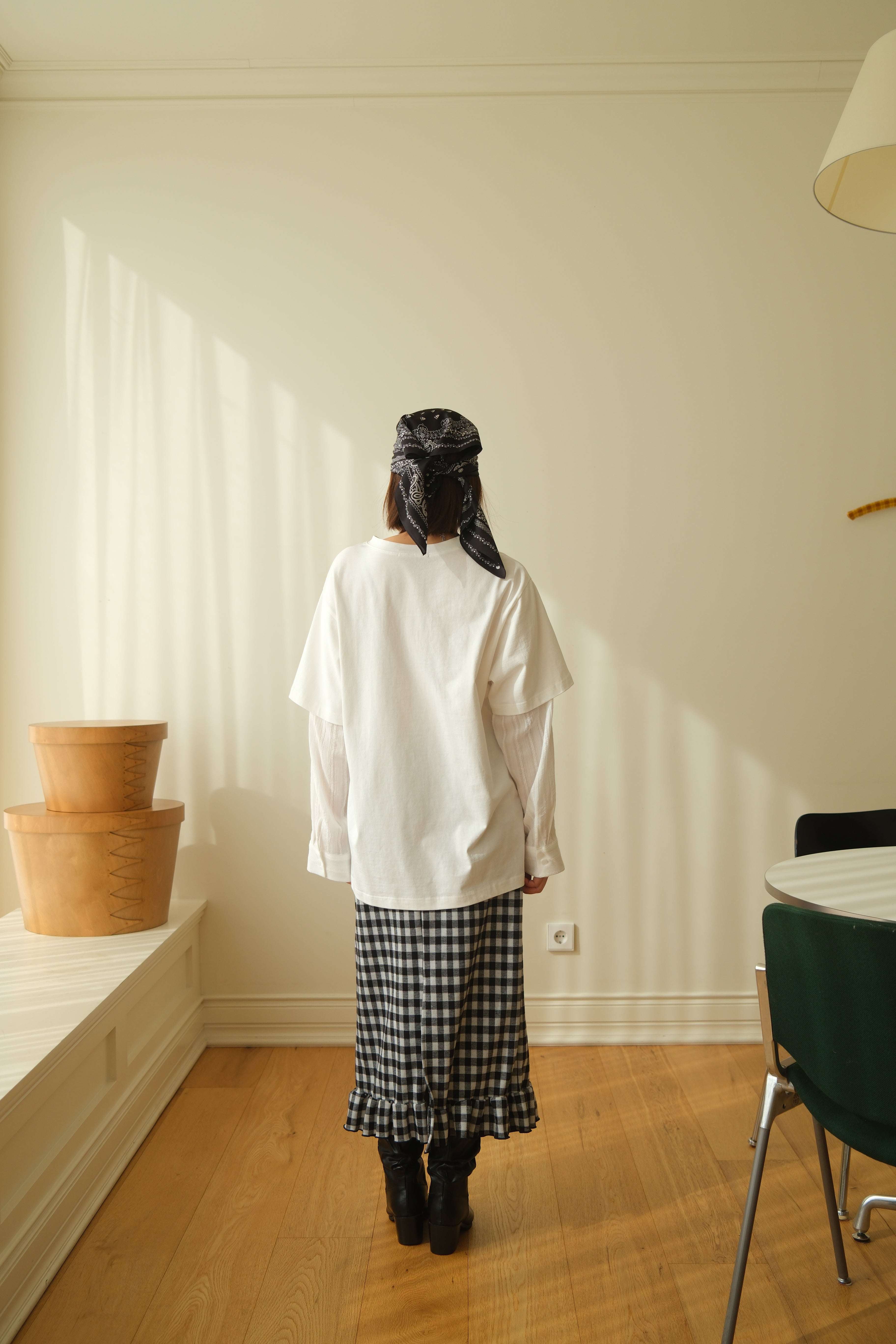 Bcn frill hem plaid knit skirt