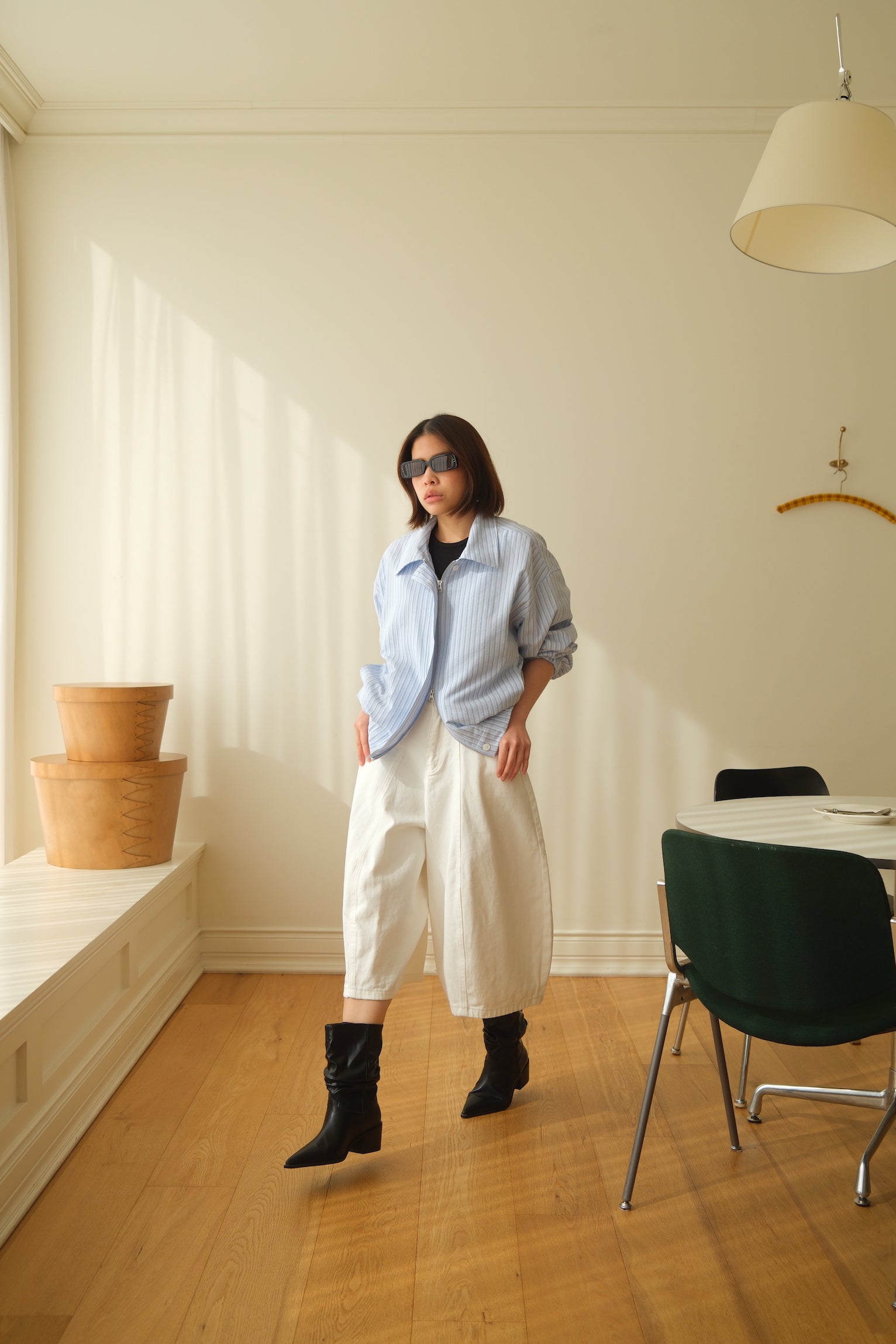 Spring striped zip-up bomber jacket