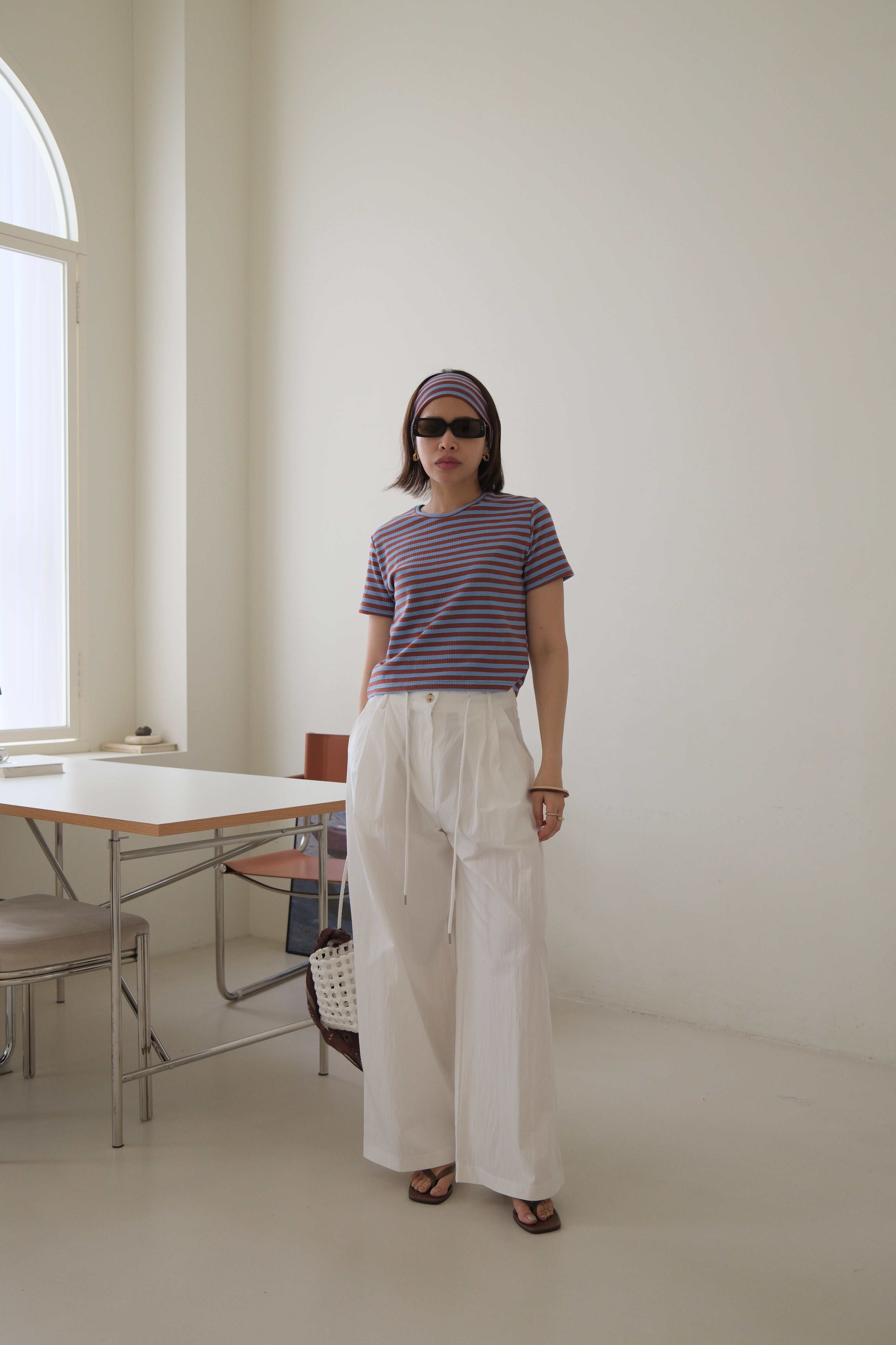 Striped mini tee with headband