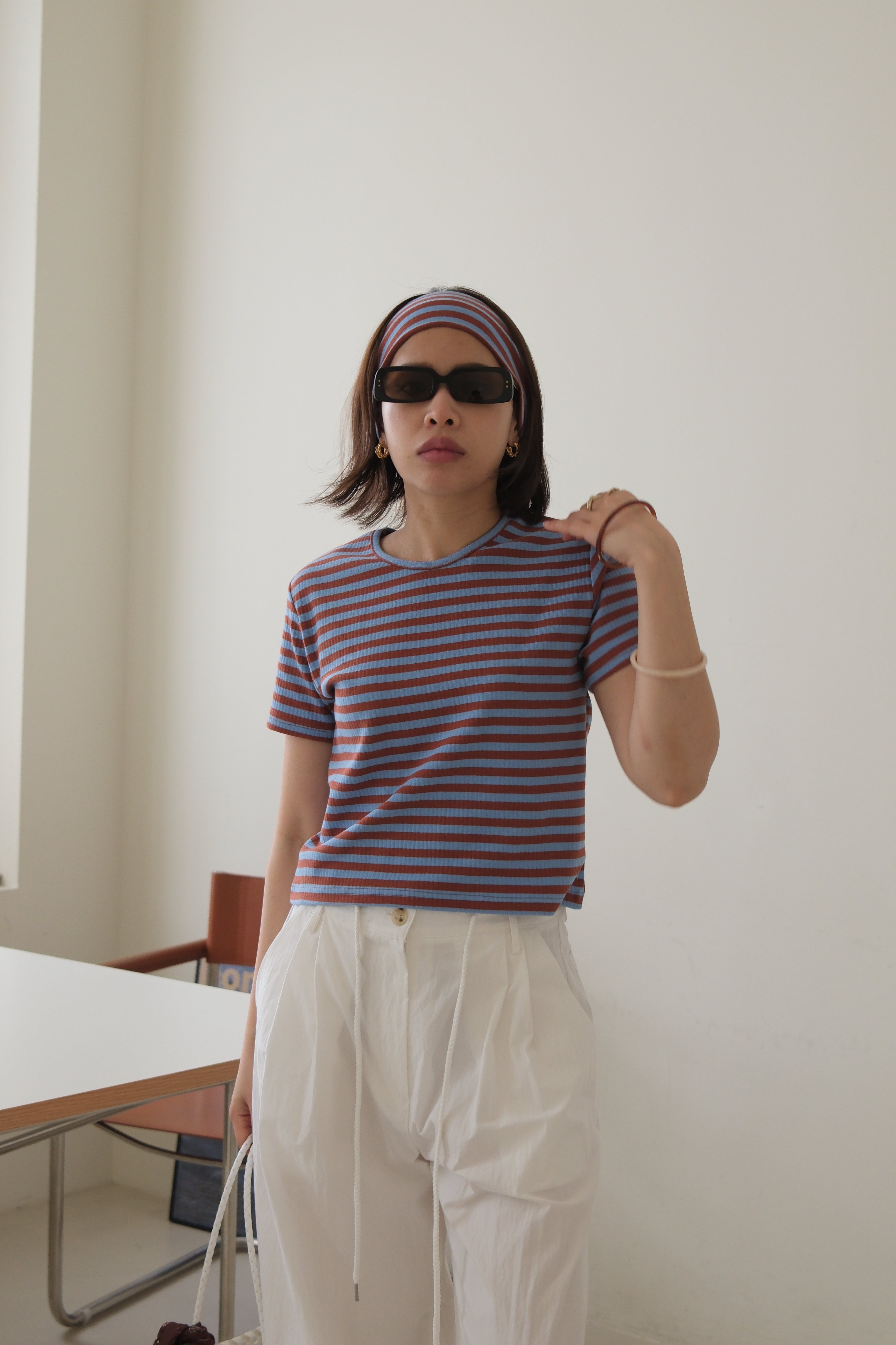 Striped mini tee with headband
