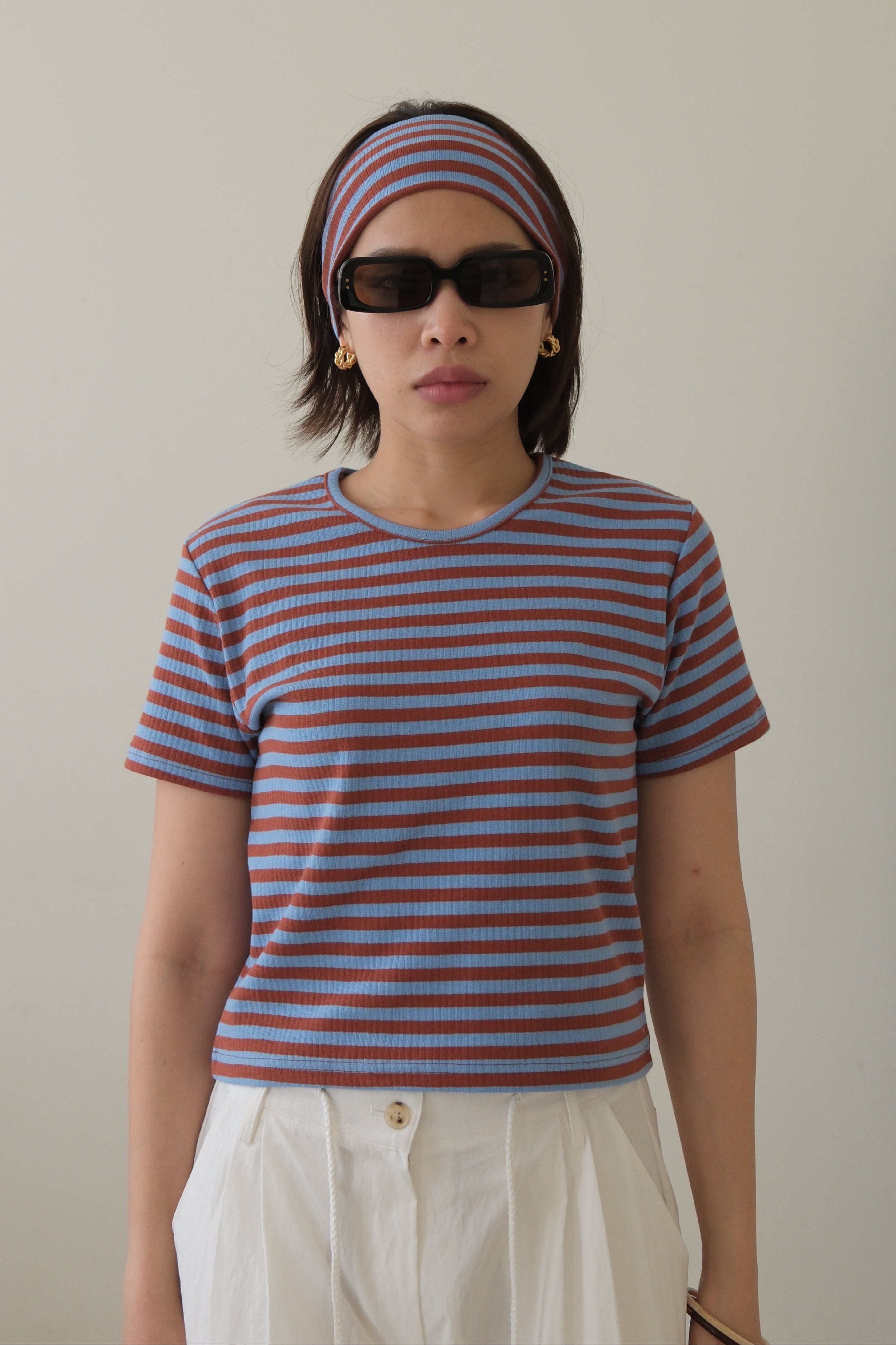Striped mini tee with headband