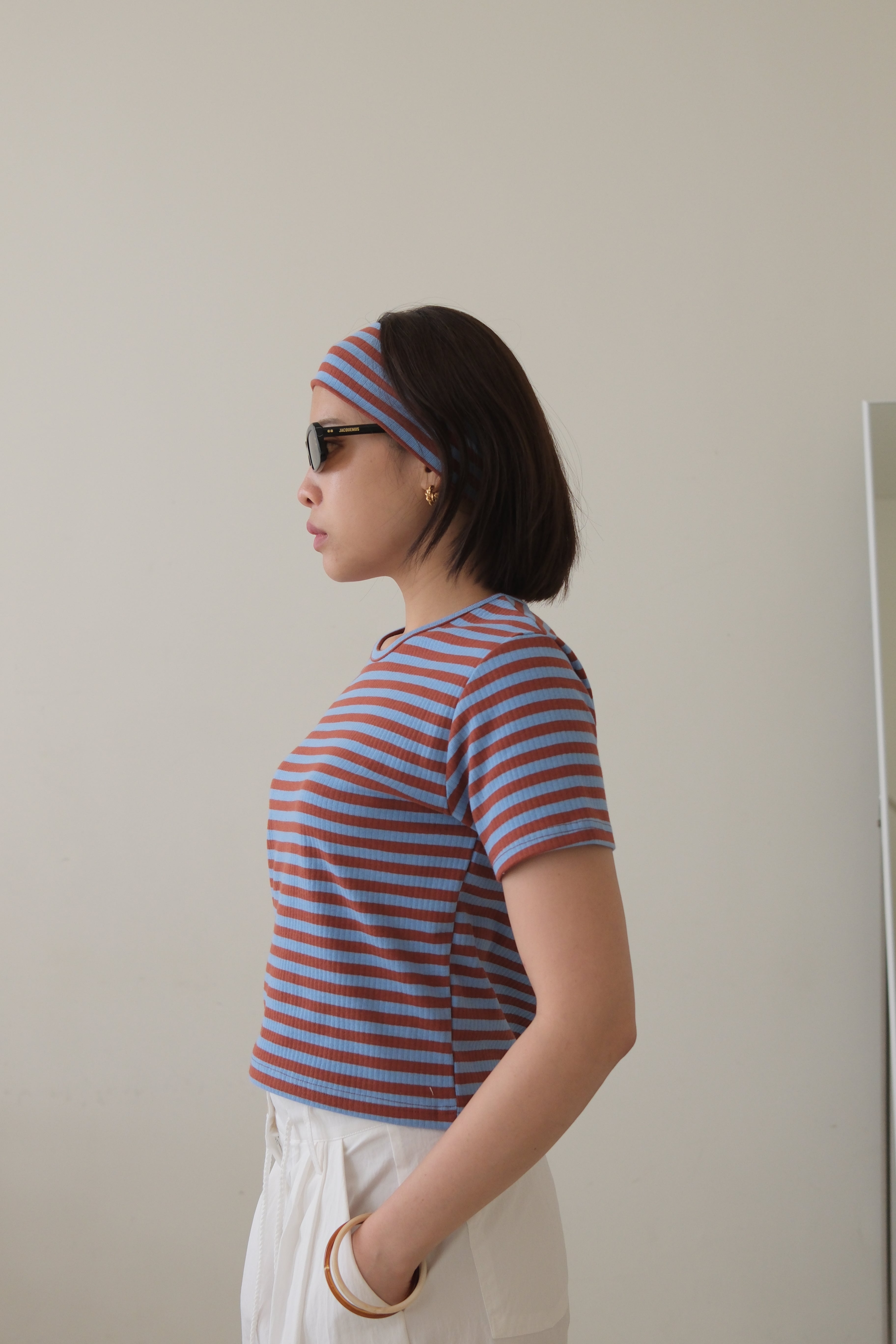 Striped mini tee with headband
