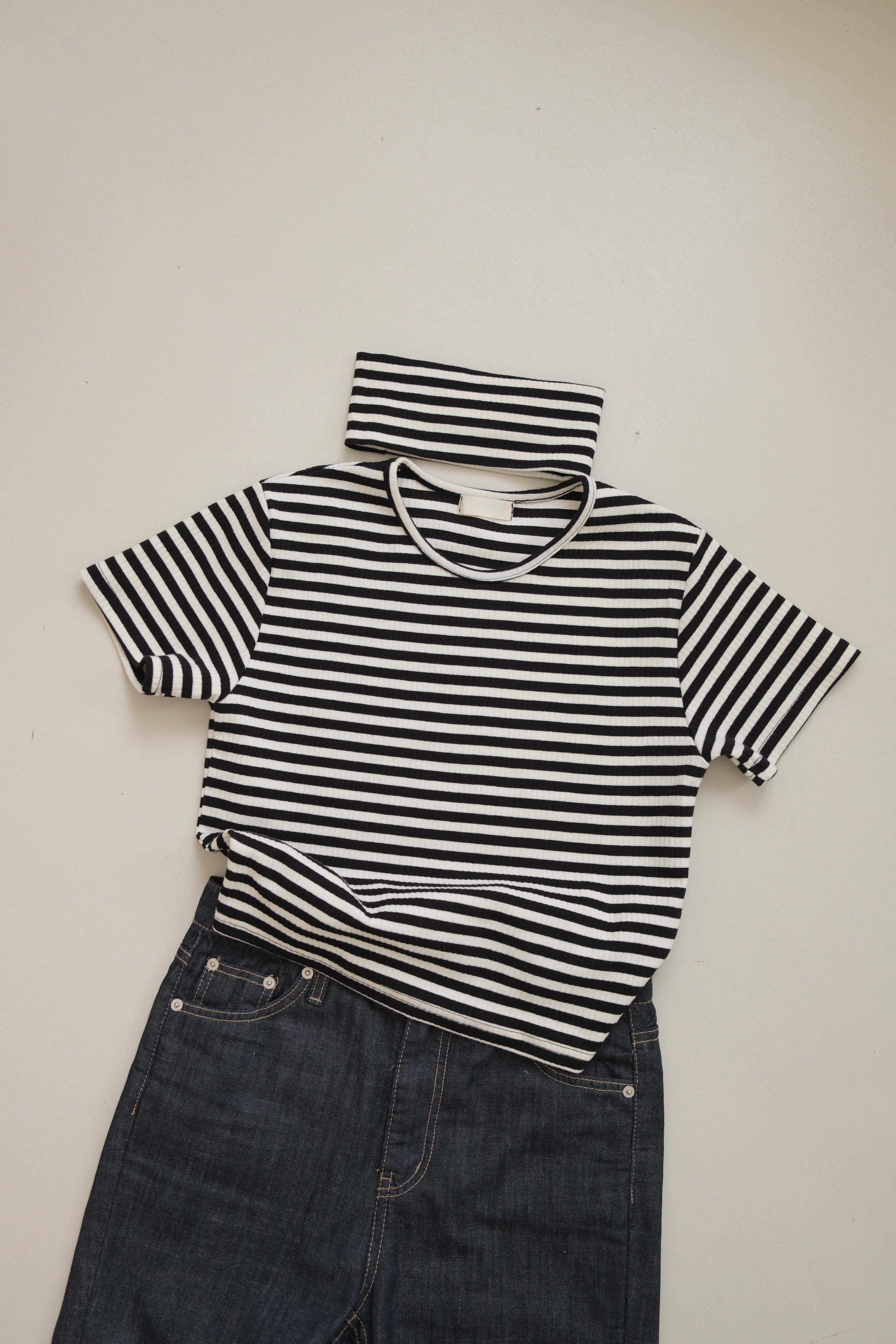 Striped mini tee with headband