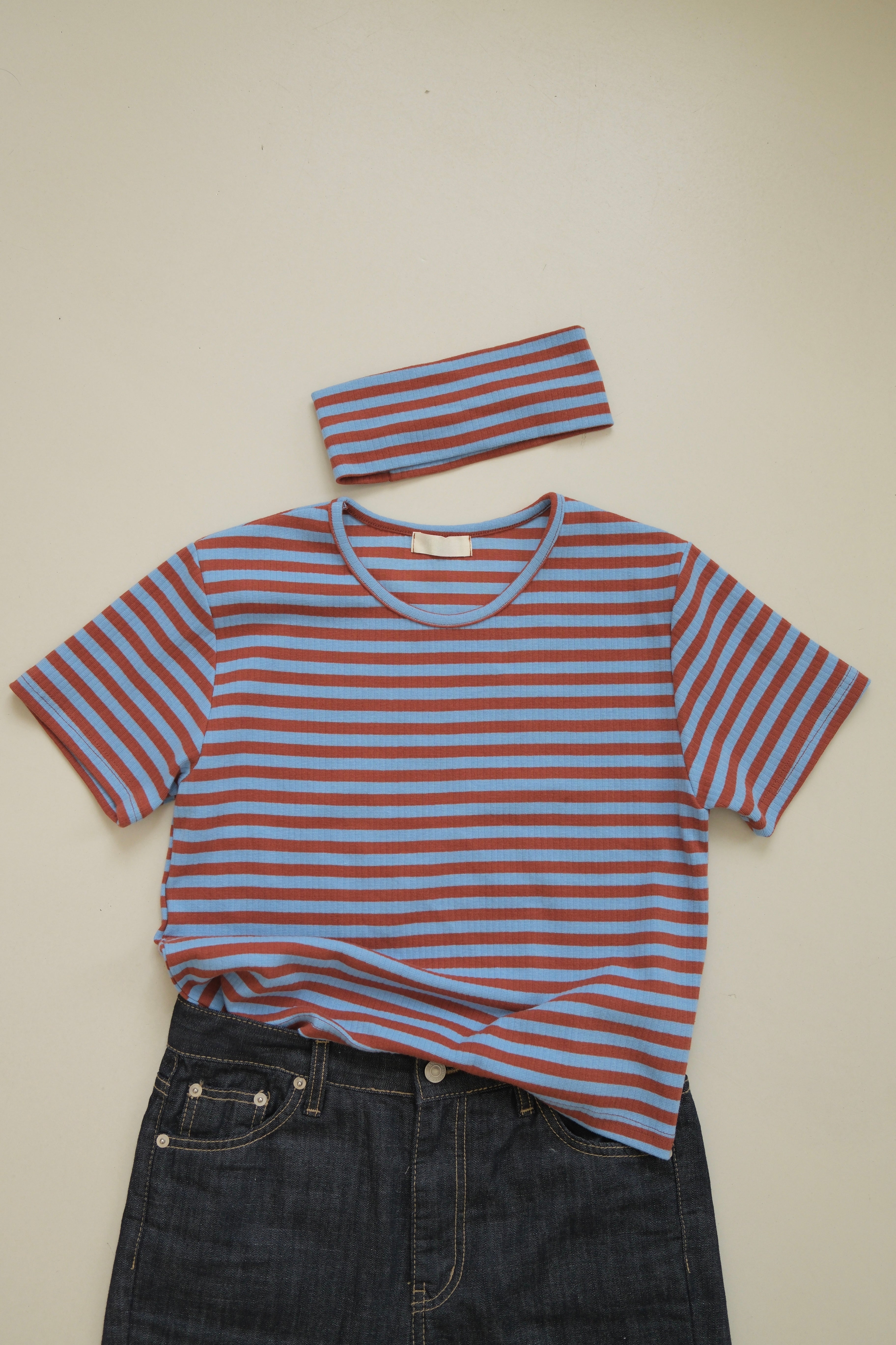 Striped mini tee with headband