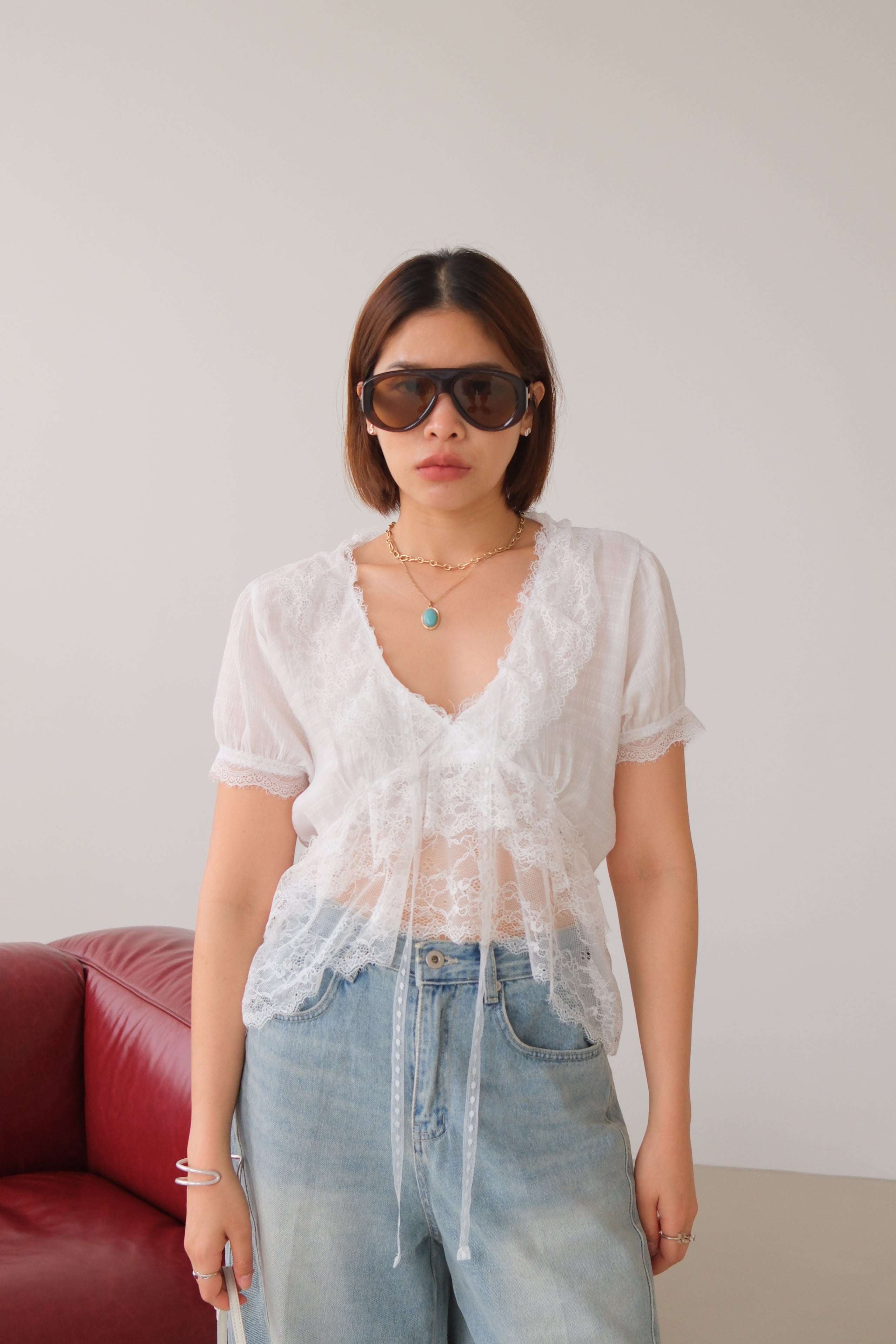 Chloe Lace V-Neck Blouse