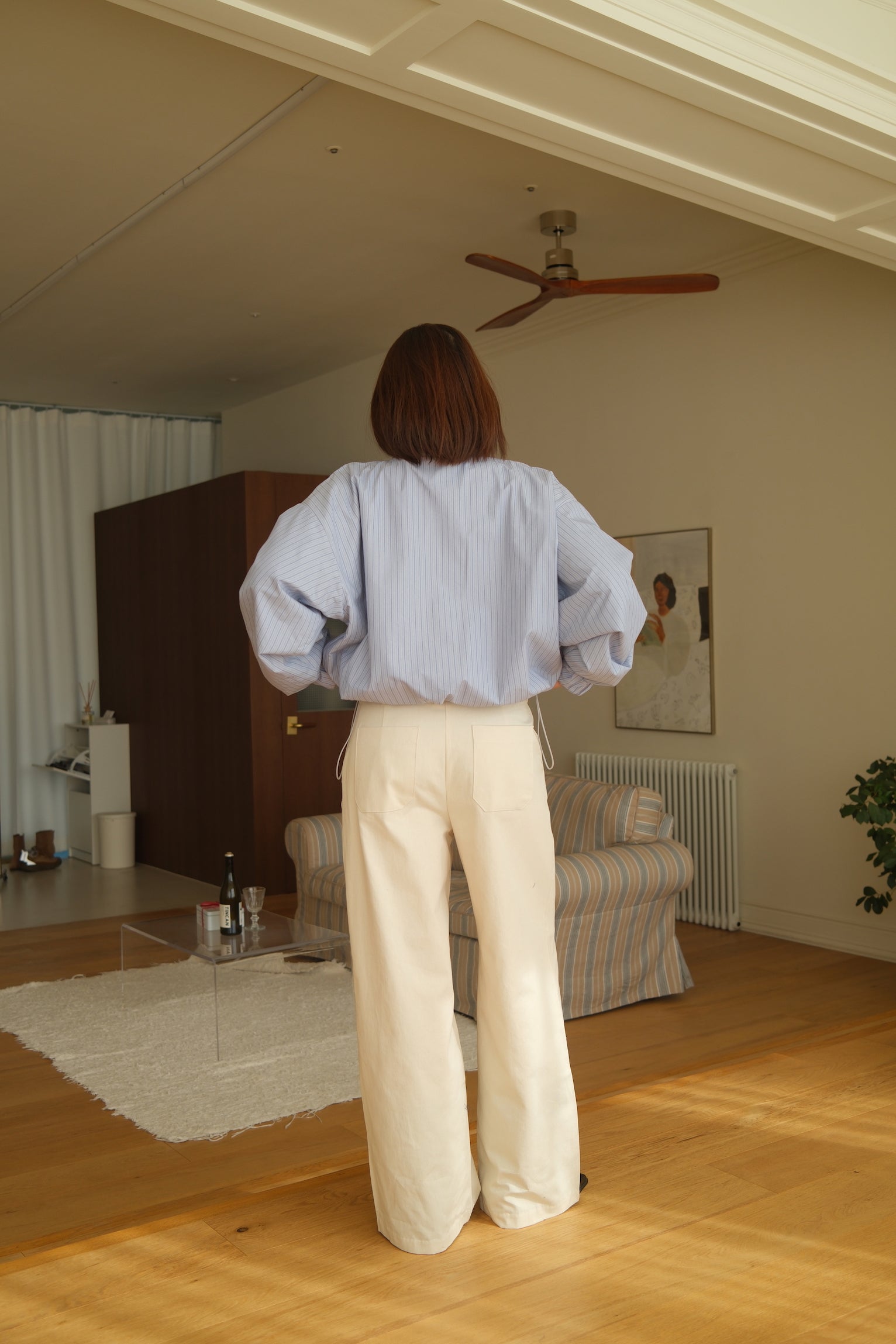 Bome stripe reversible zip-up jumper