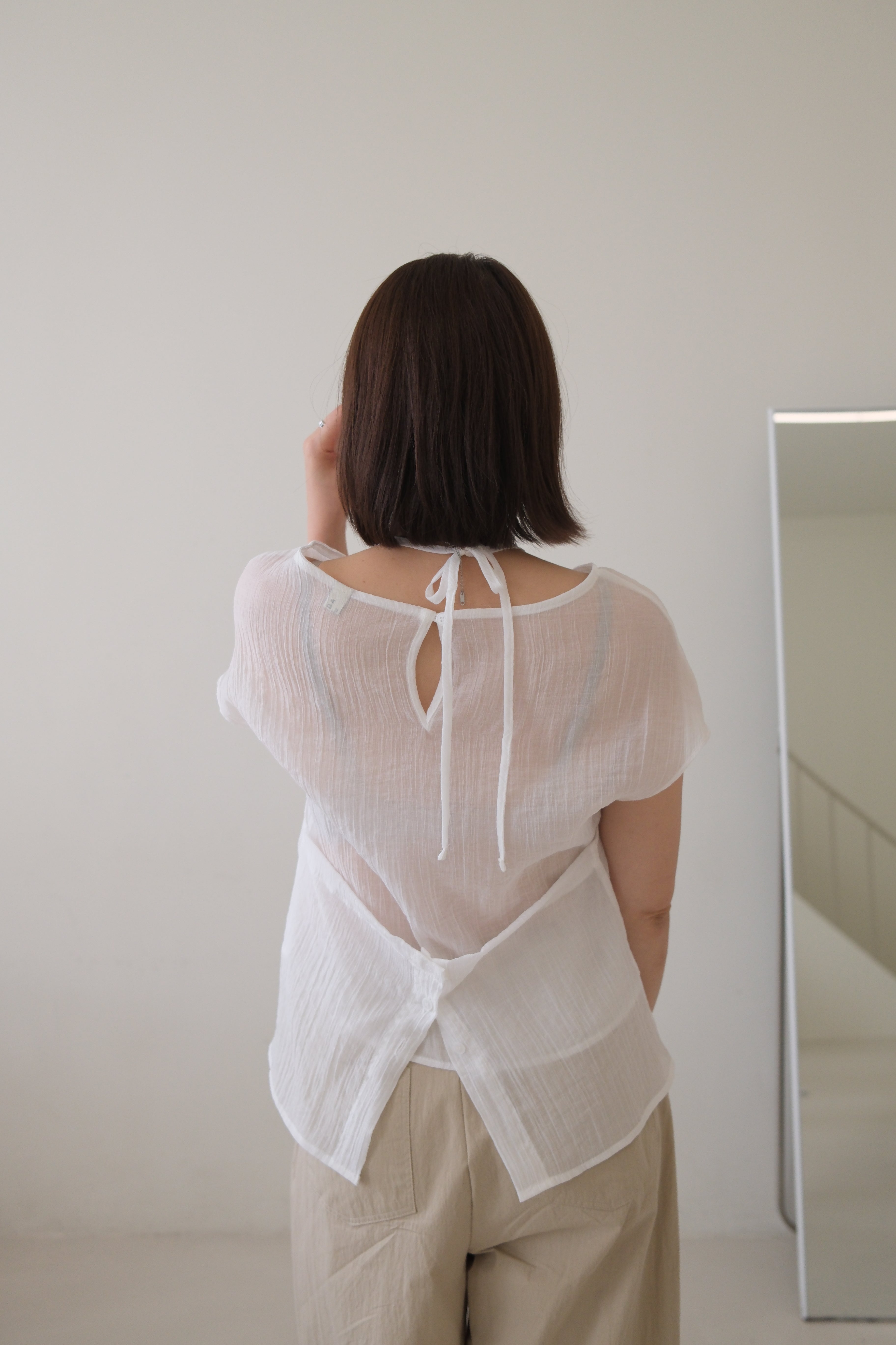Ripple sheer double layered blouse