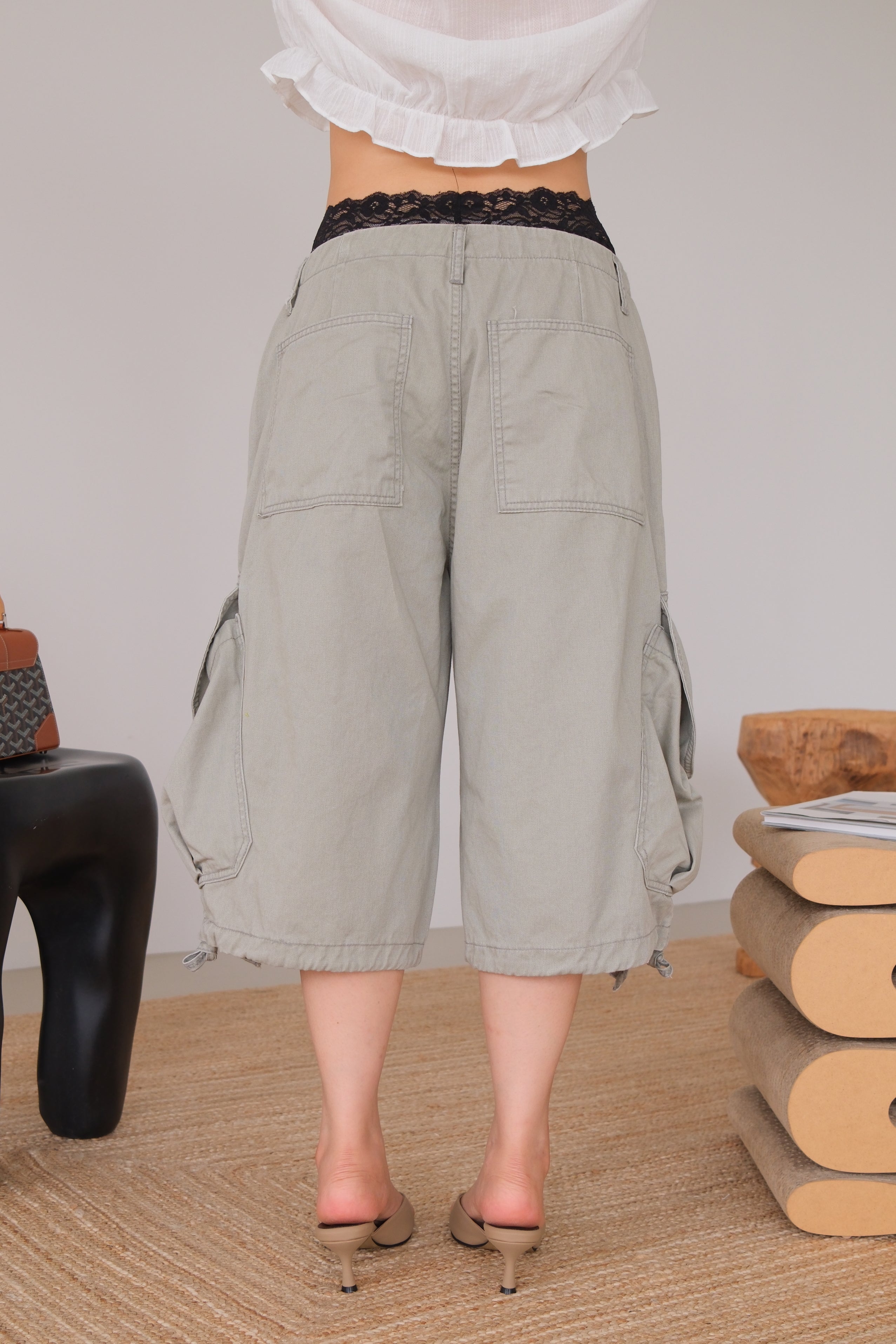 Heart-Detail Utility Cargo Shorts