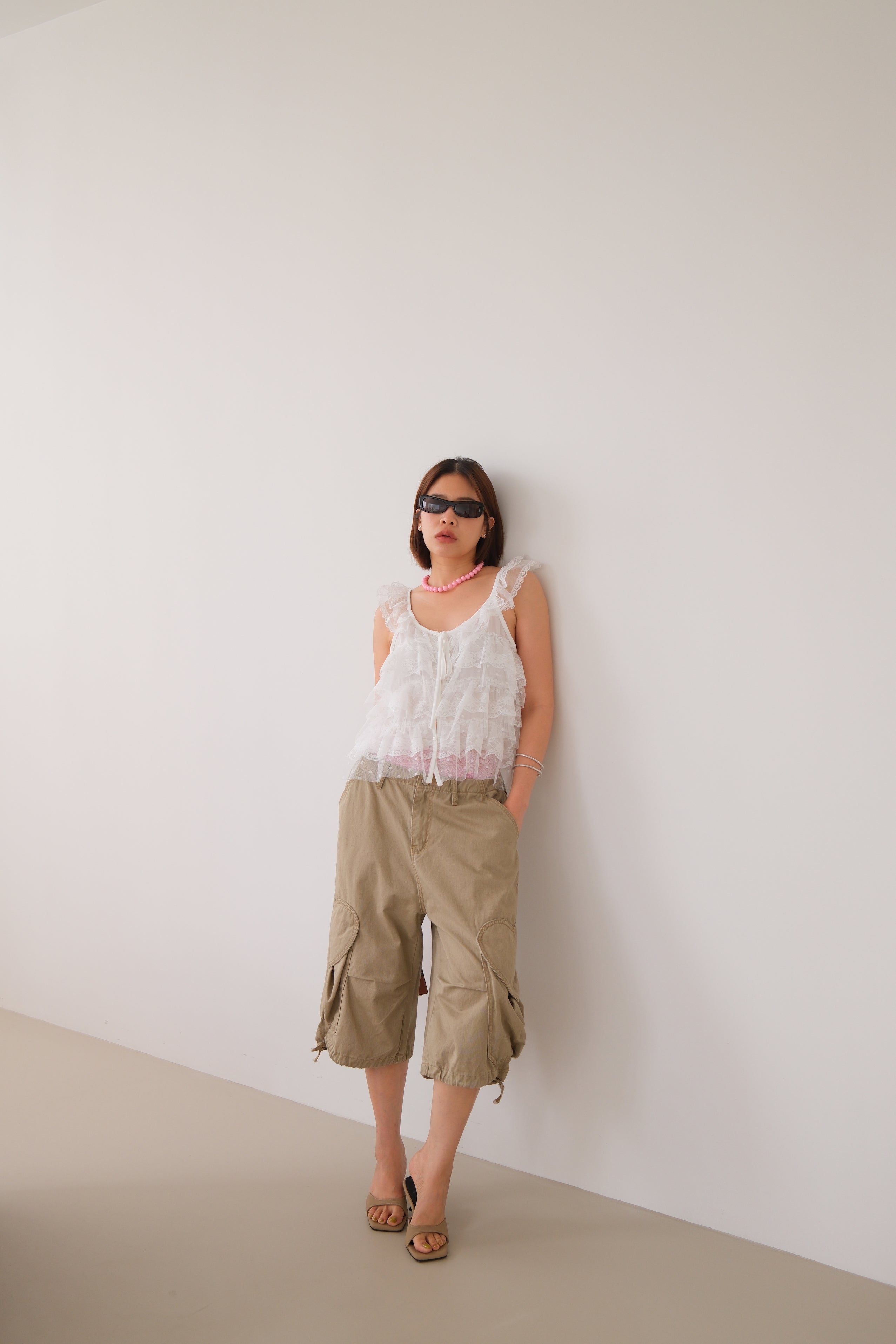 Heart-Detail Utility Cargo Shorts