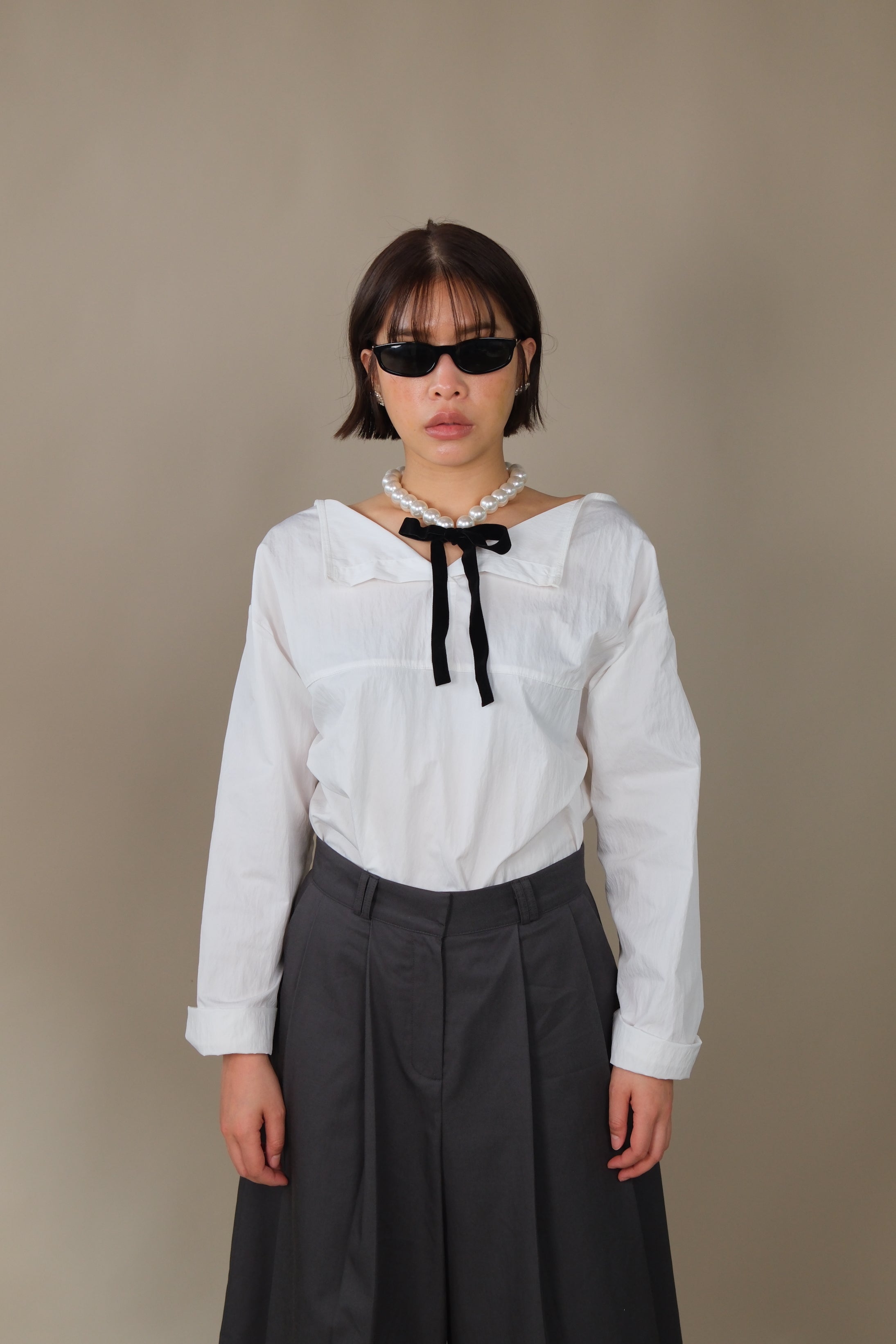 Boat neck 2-way blouse