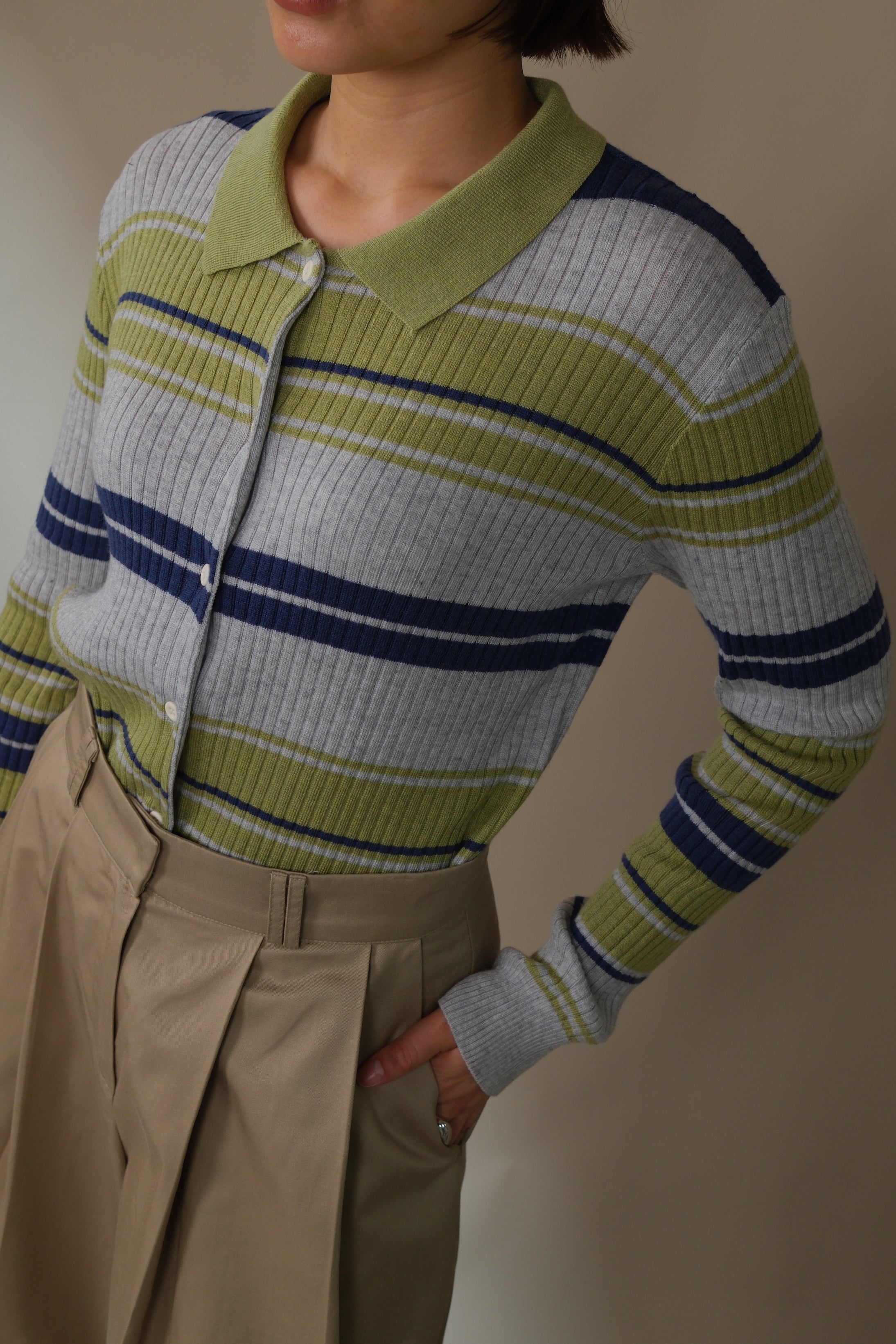 Bonbon striped knit cardigan