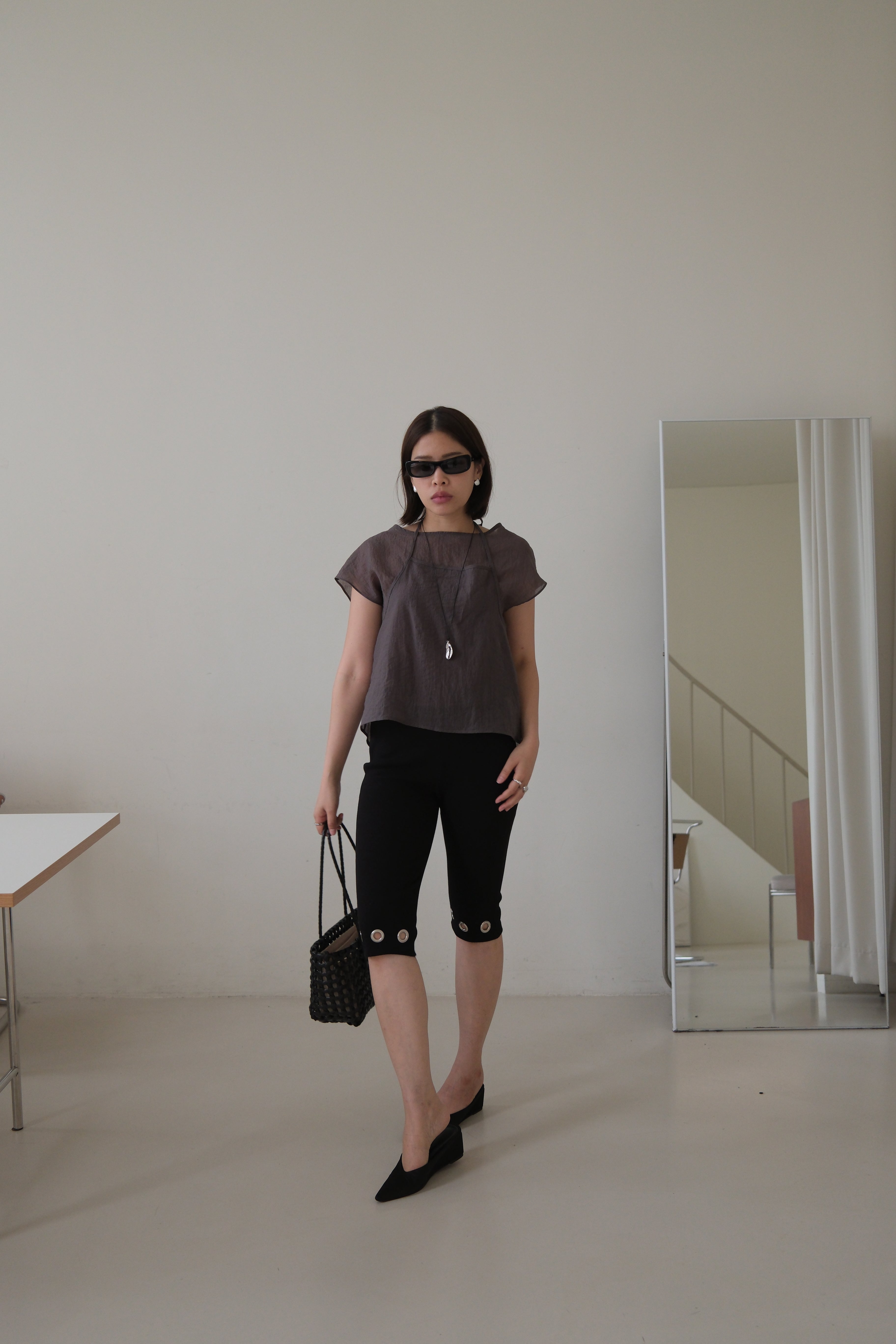 Ripple sheer double layered blouse