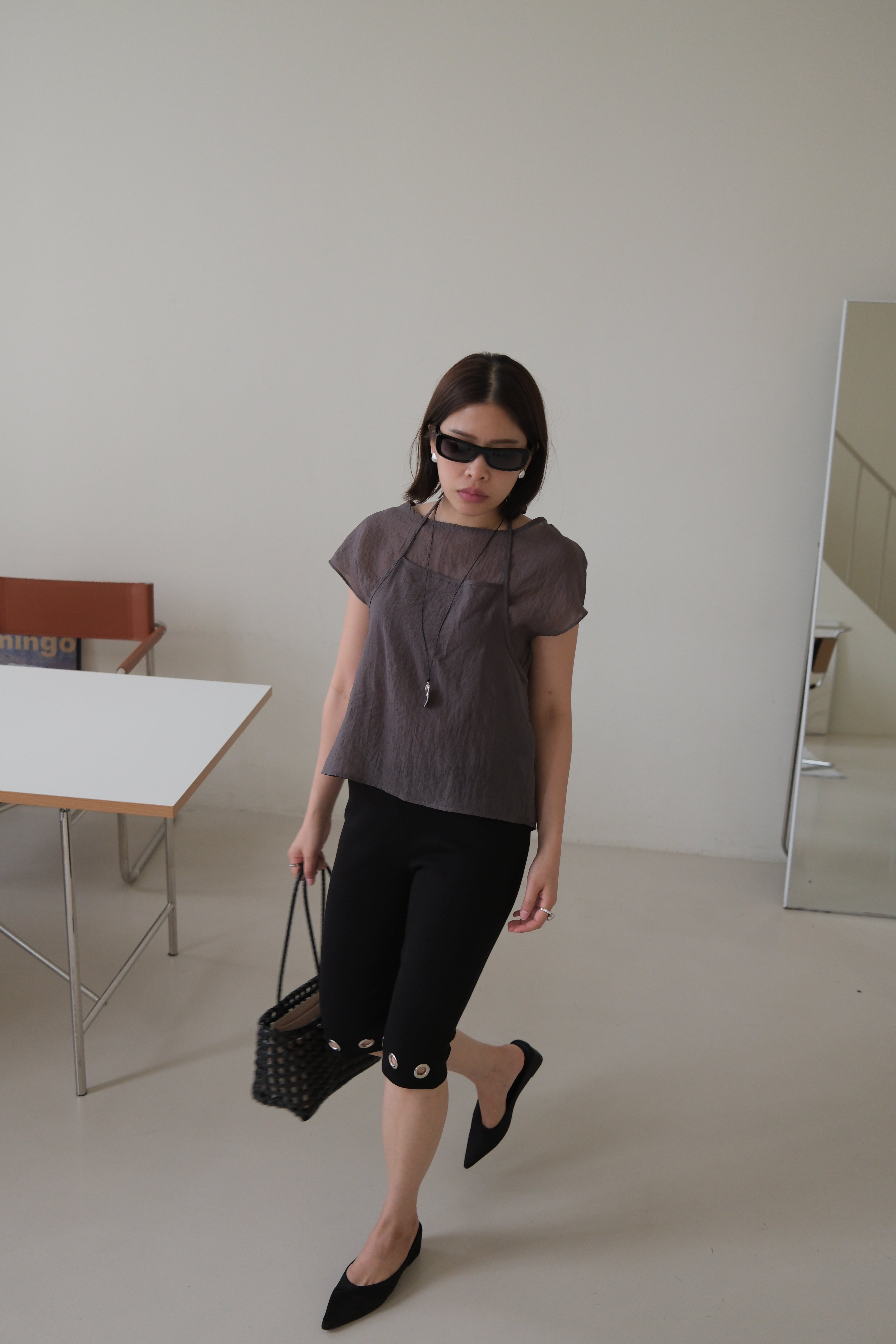 Ripple sheer double layered blouse