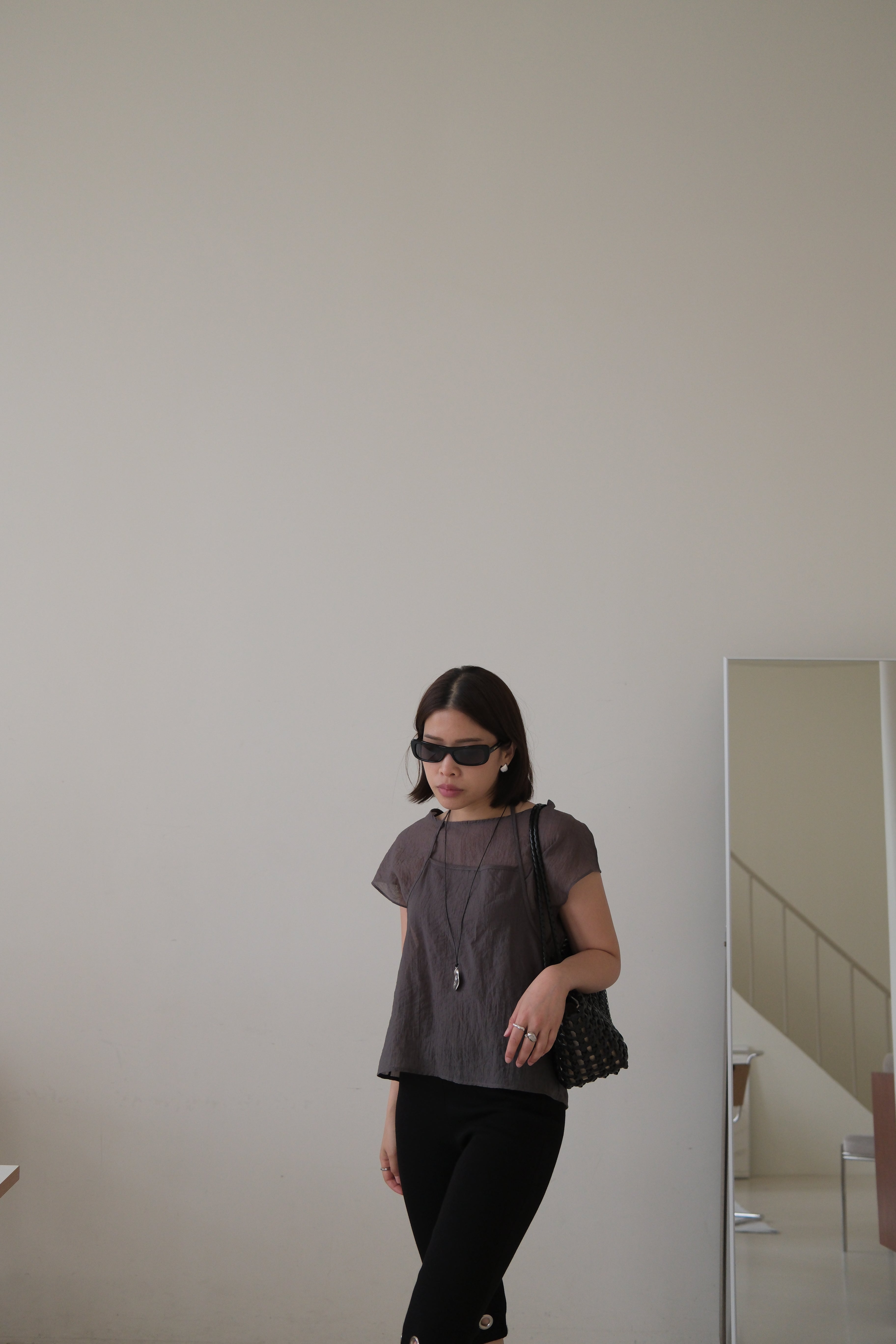 Ripple sheer double layered blouse