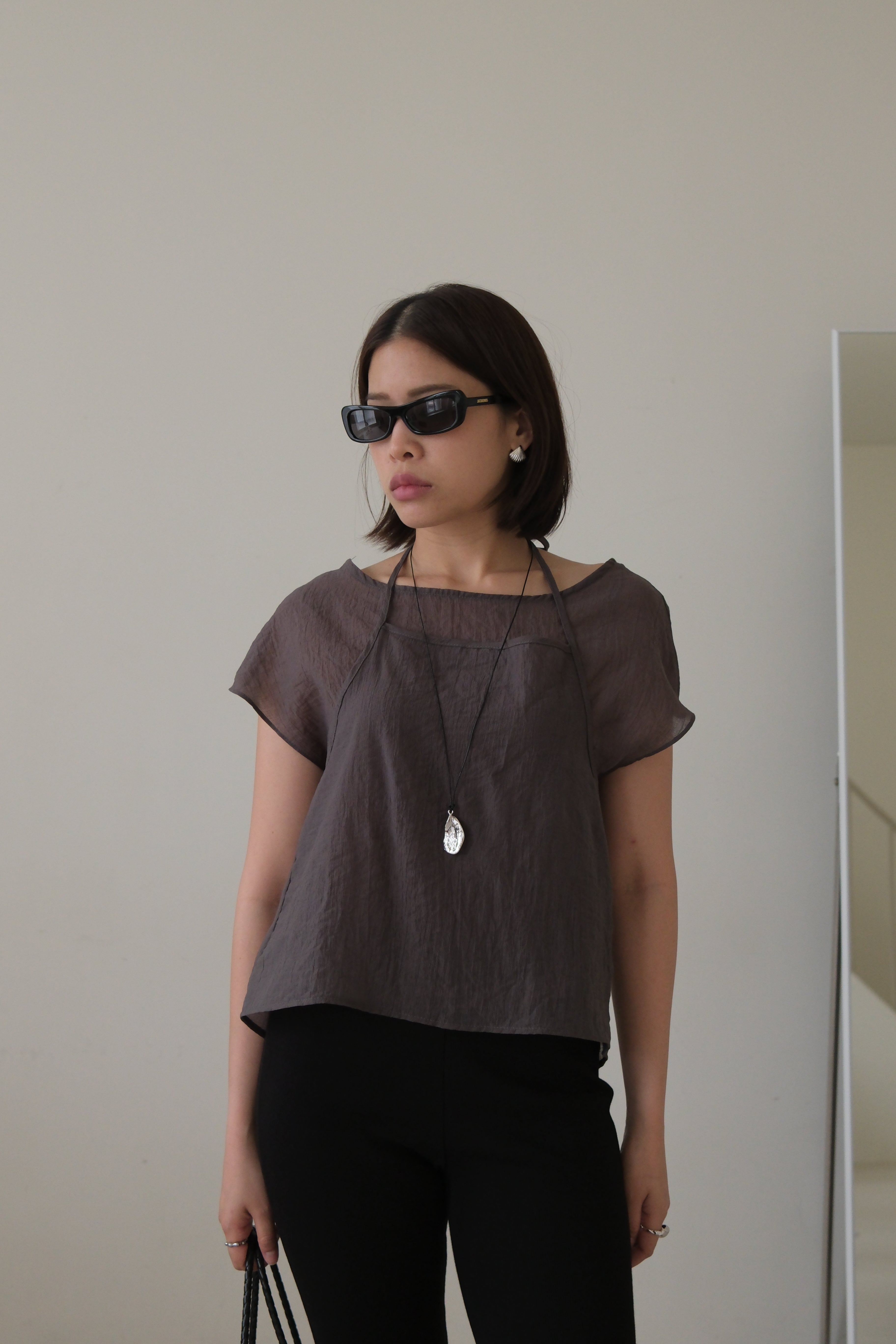 Ripple sheer double layered blouse