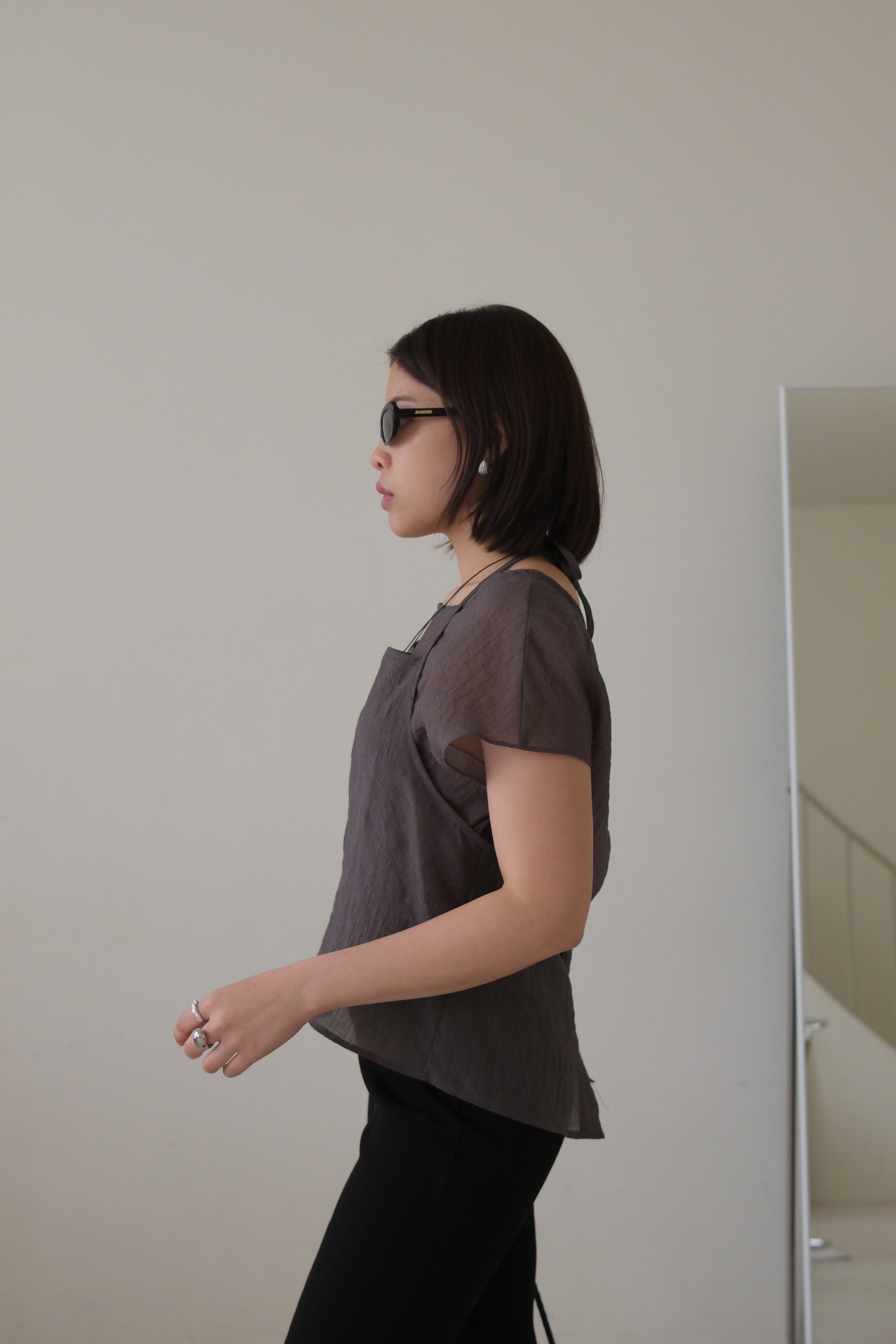 Ripple sheer double layered blouse