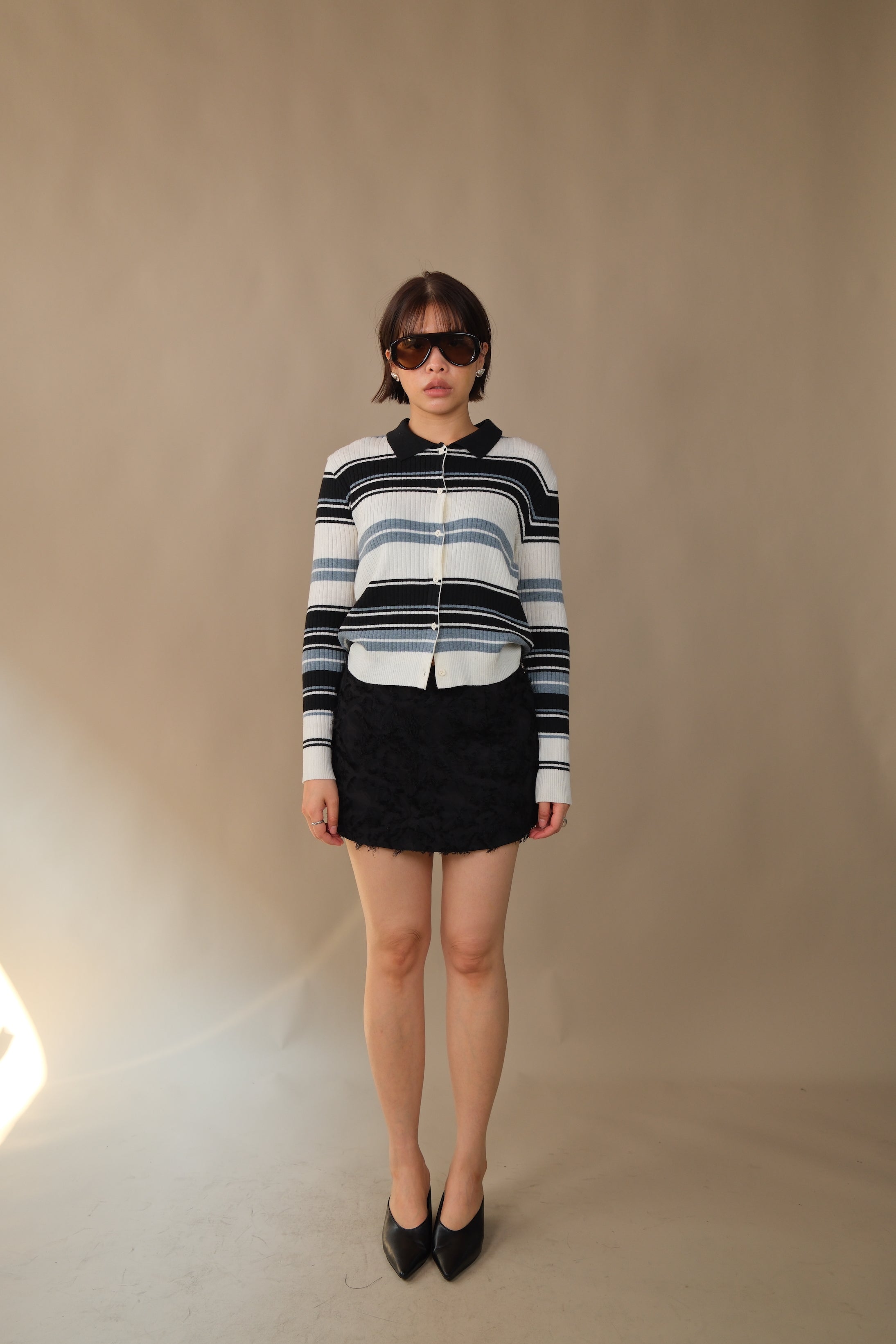 Bonbon striped knit cardigan