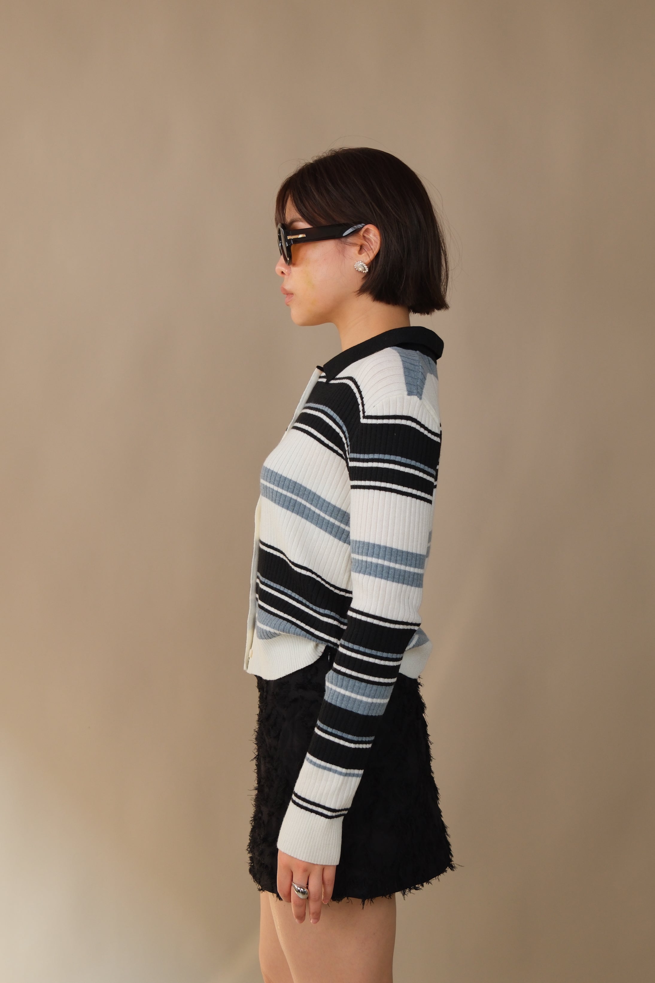 Bonbon striped knit cardigan