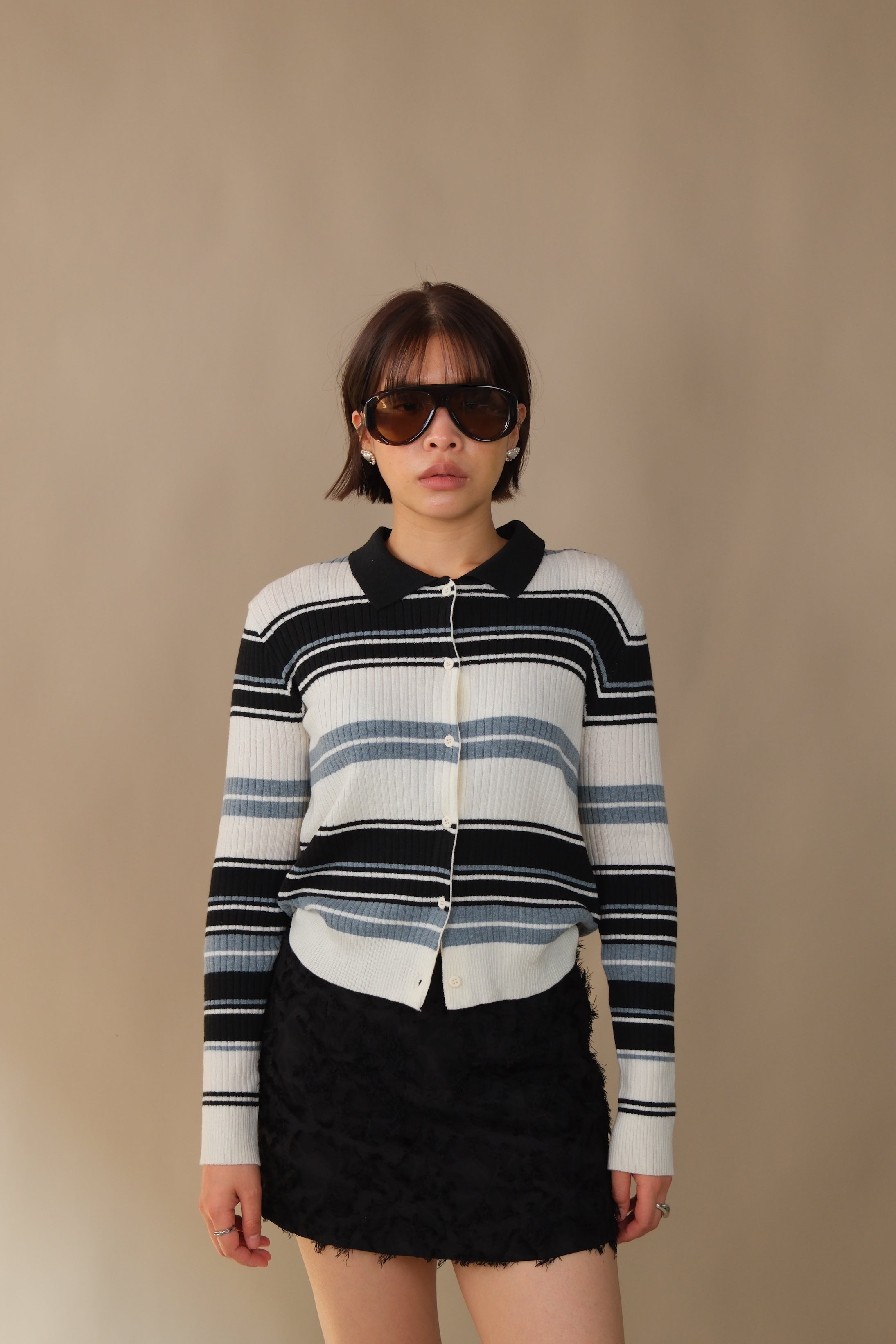 Bonbon striped knit cardigan