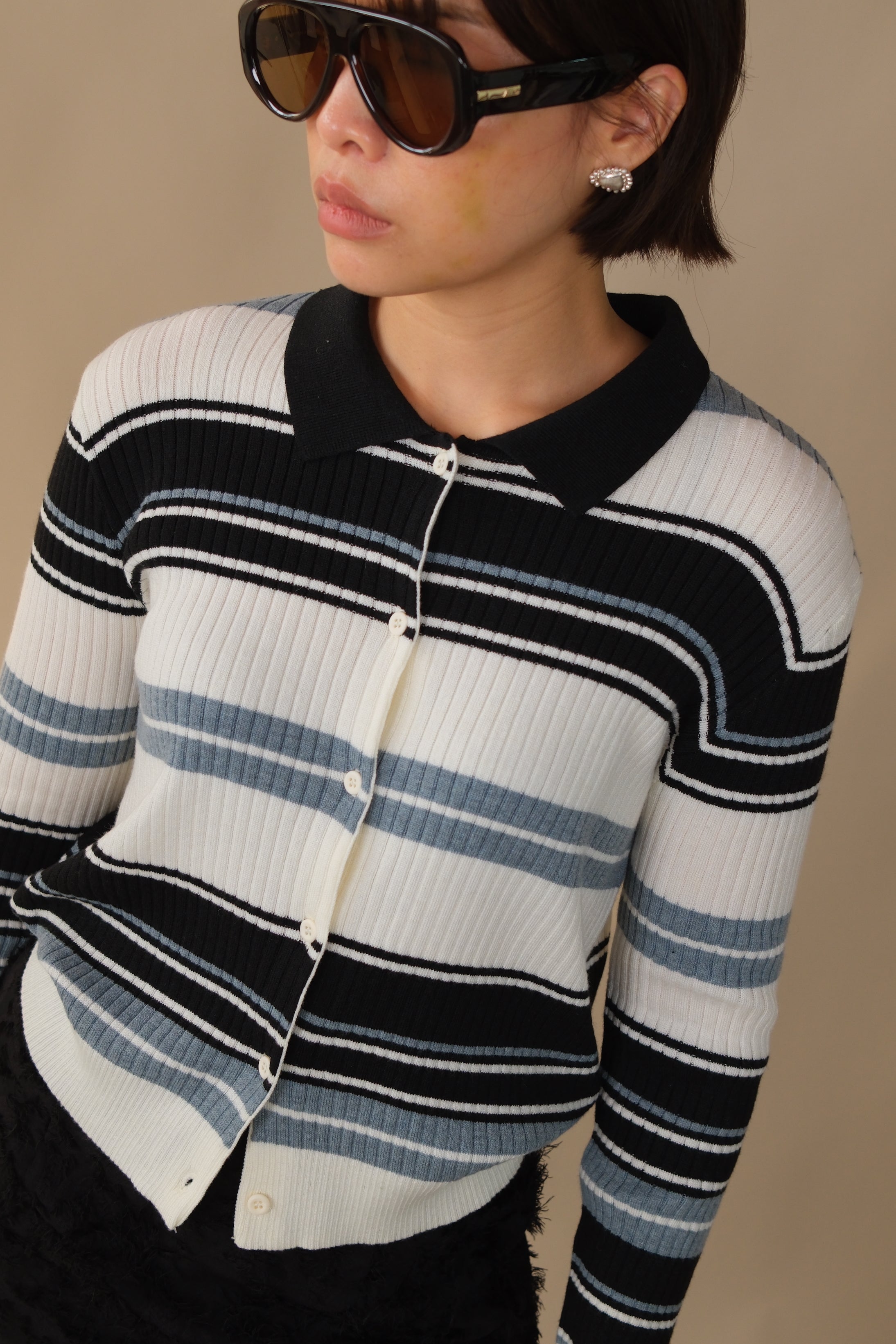 Bonbon striped knit cardigan