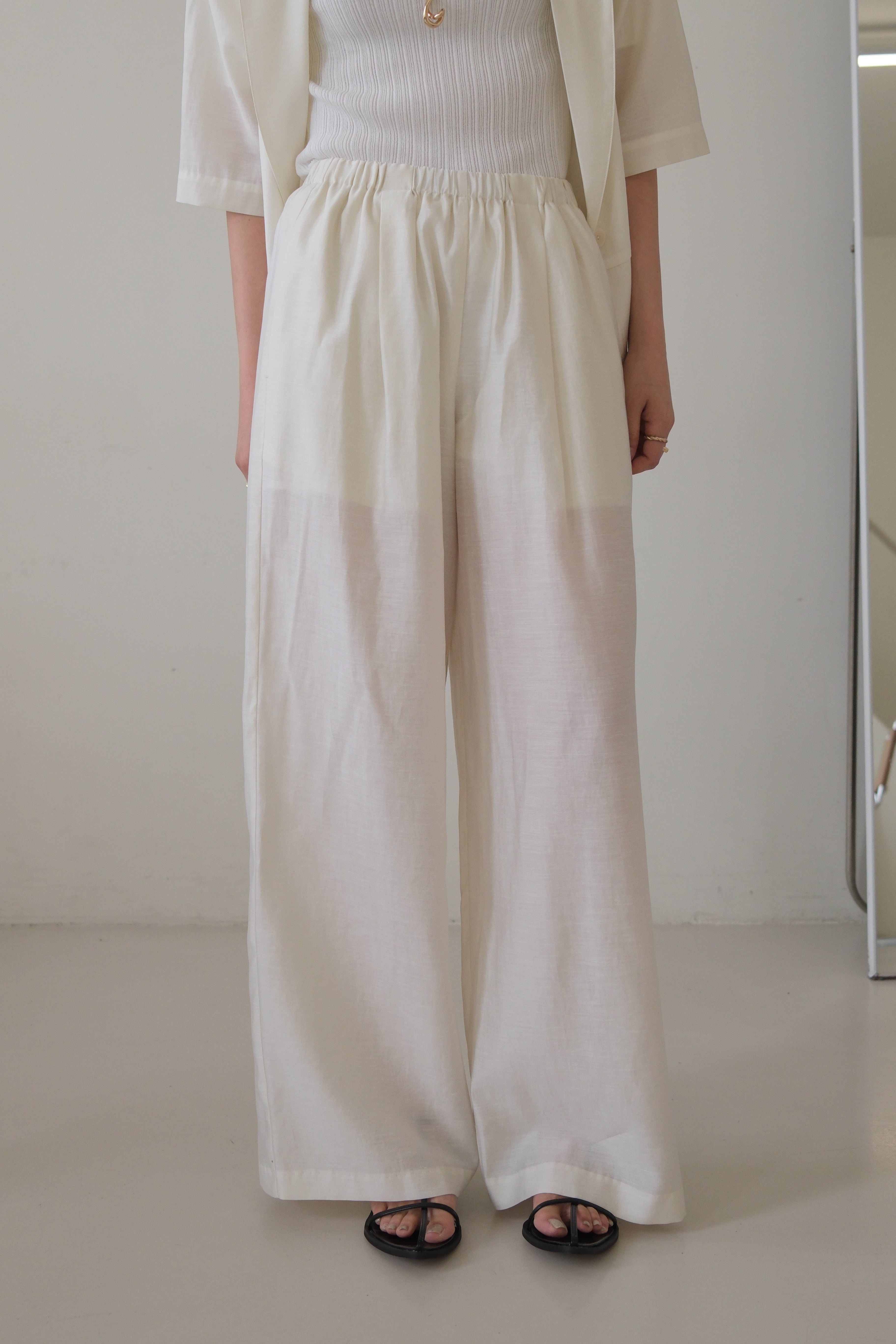 elasticated waist sheer trousers