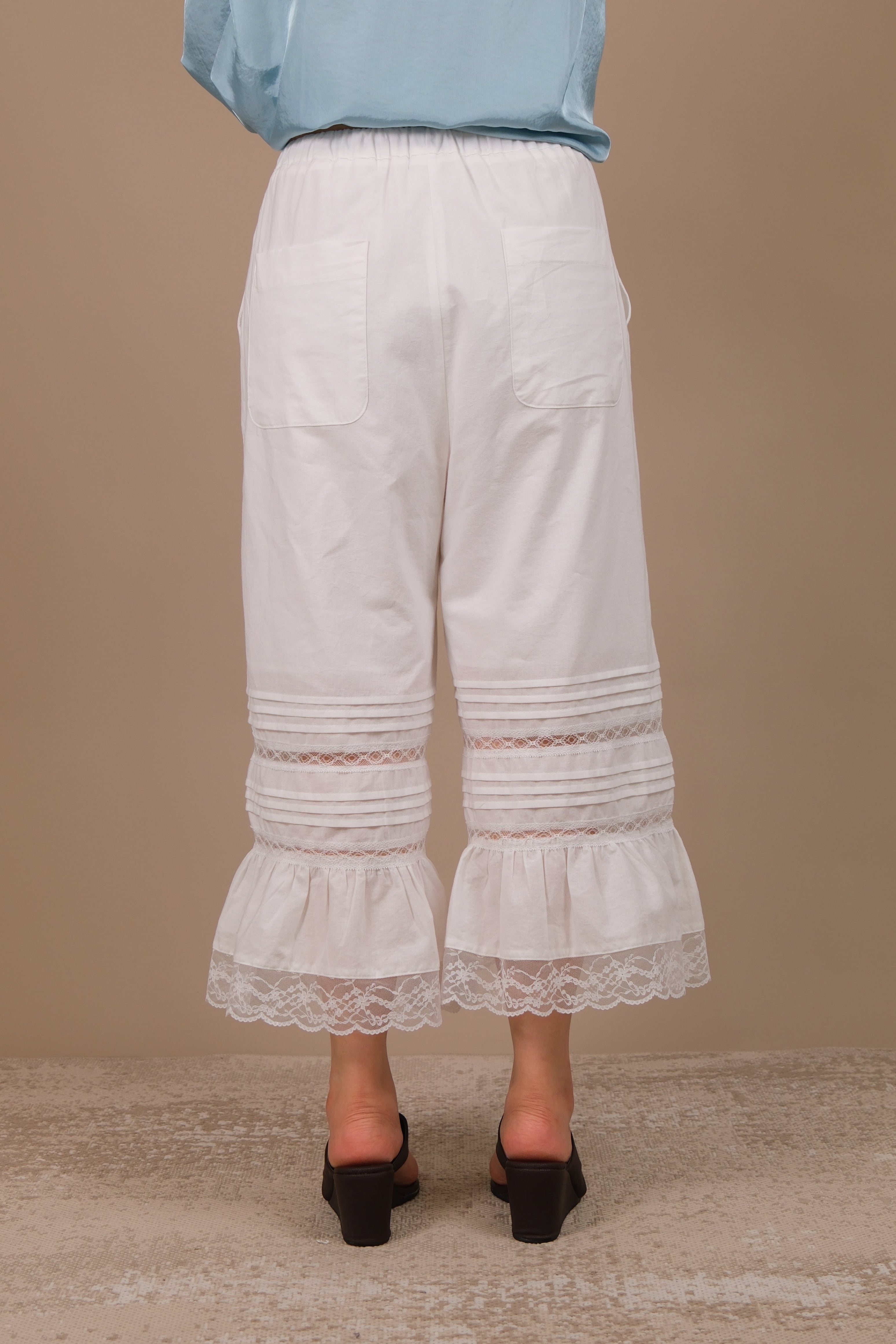 Maui Lace-Trim Ruffle Hem Pants