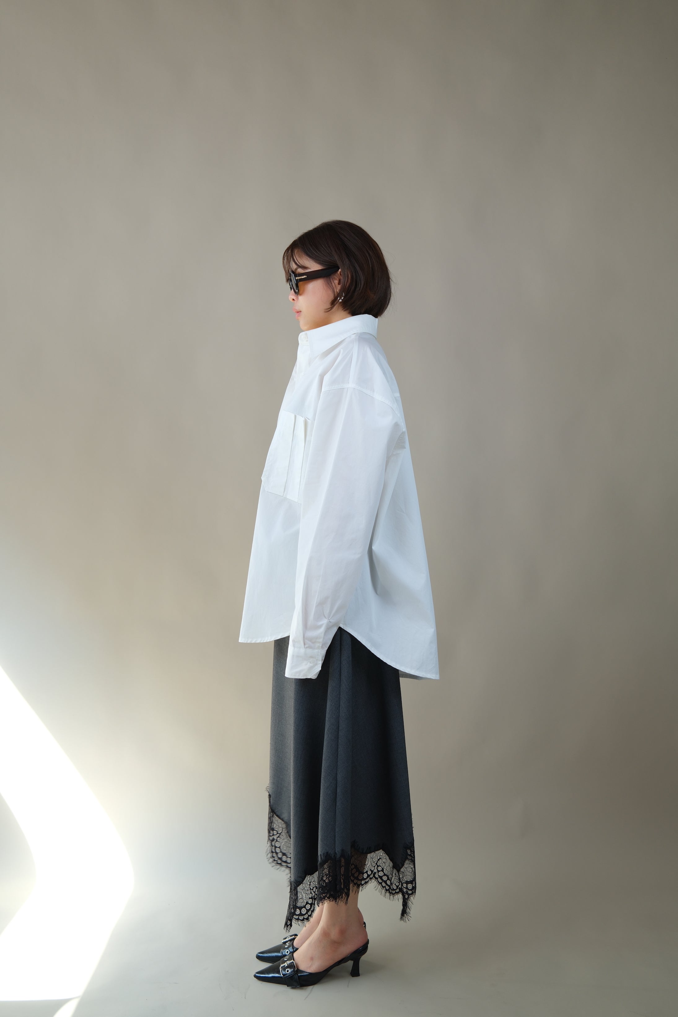 Pleated pocket oversized shirt