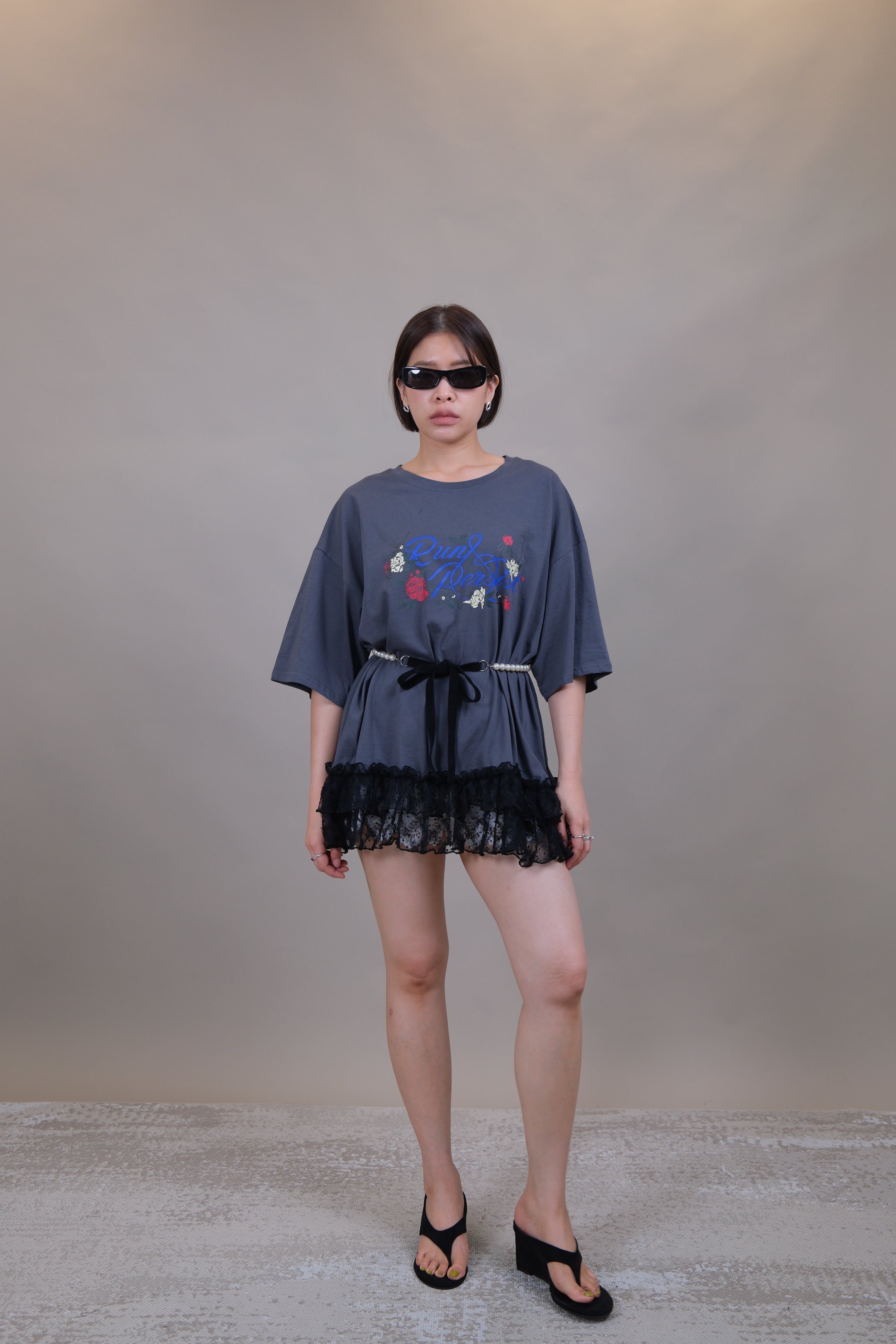 Persist Lace Ruffle Oversized Tee