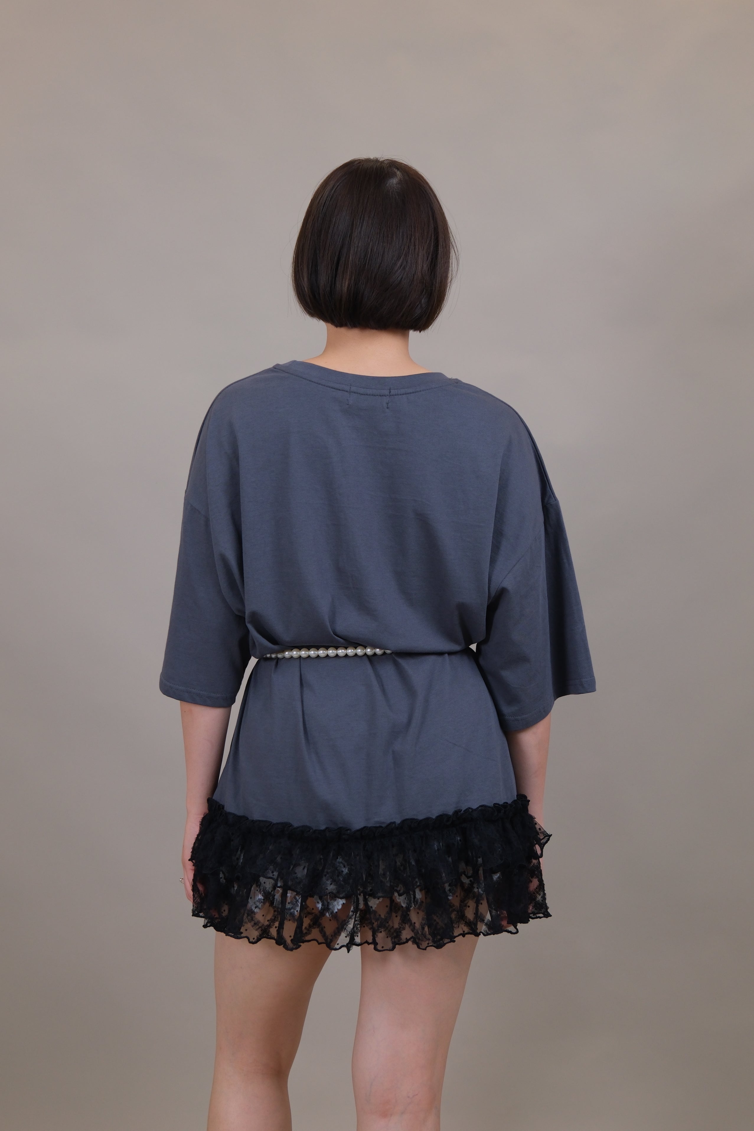 Persist Lace Ruffle Oversized Tee