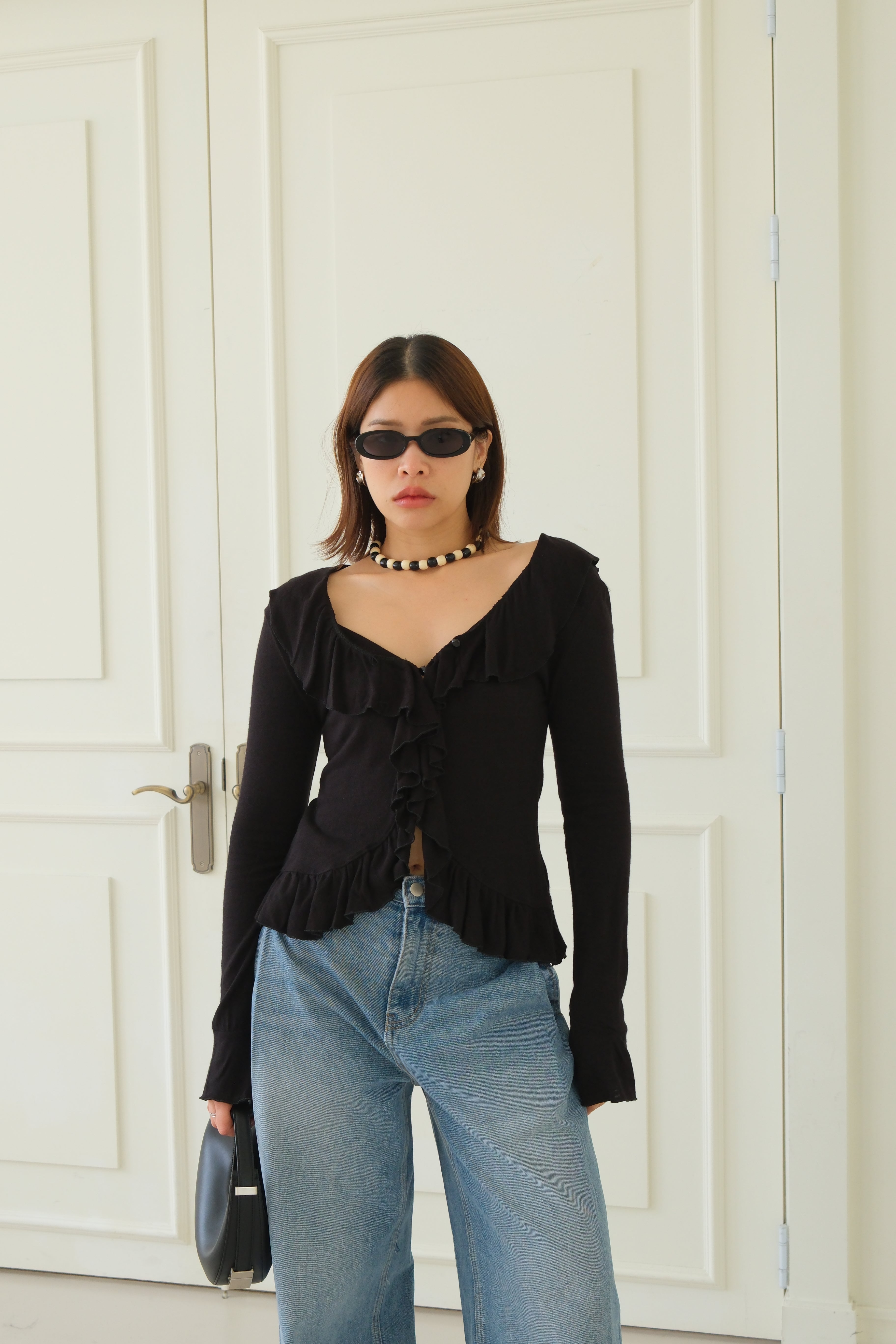 Emmie ruffled v neck blouse