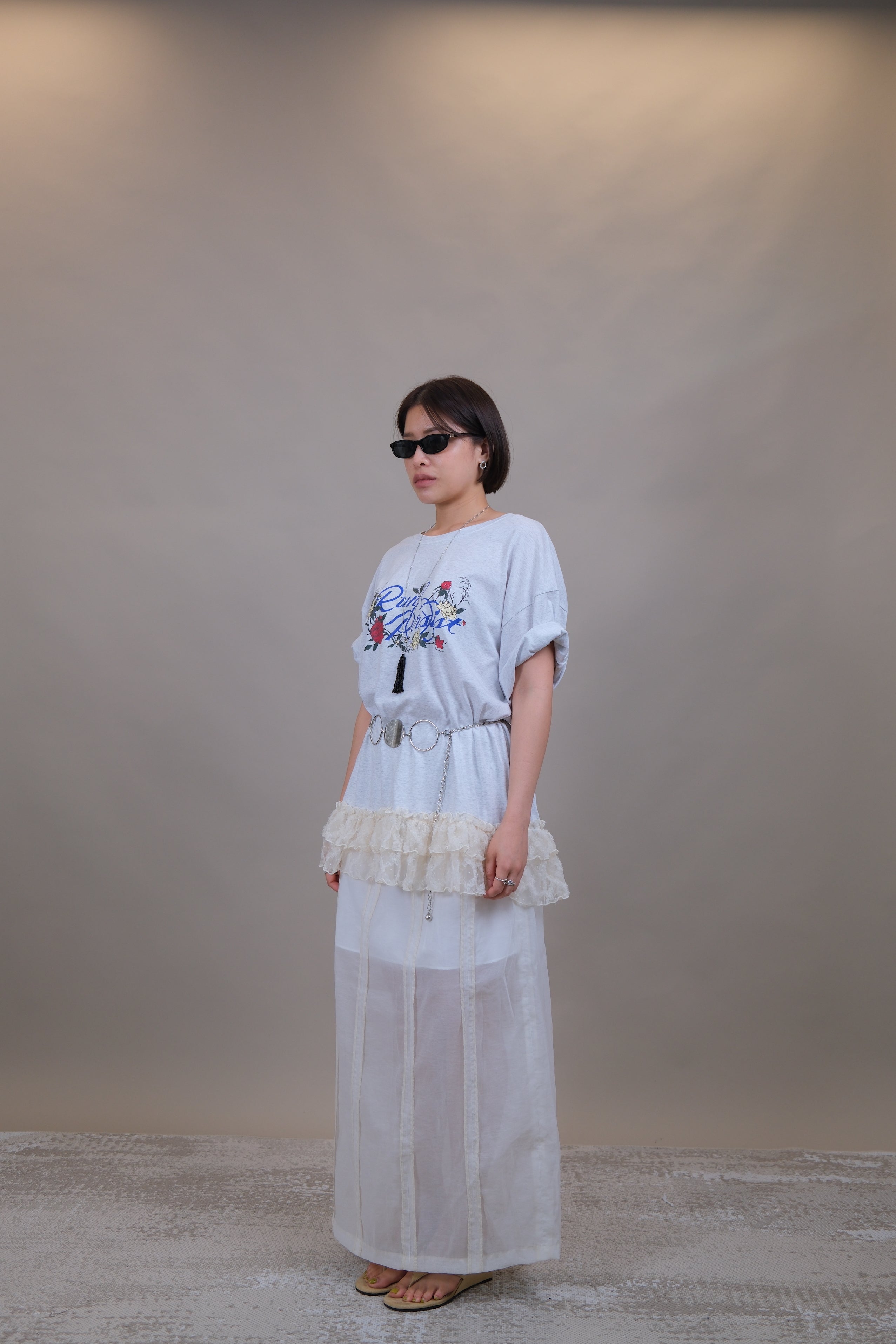 Persist Lace Ruffle Oversized Tee