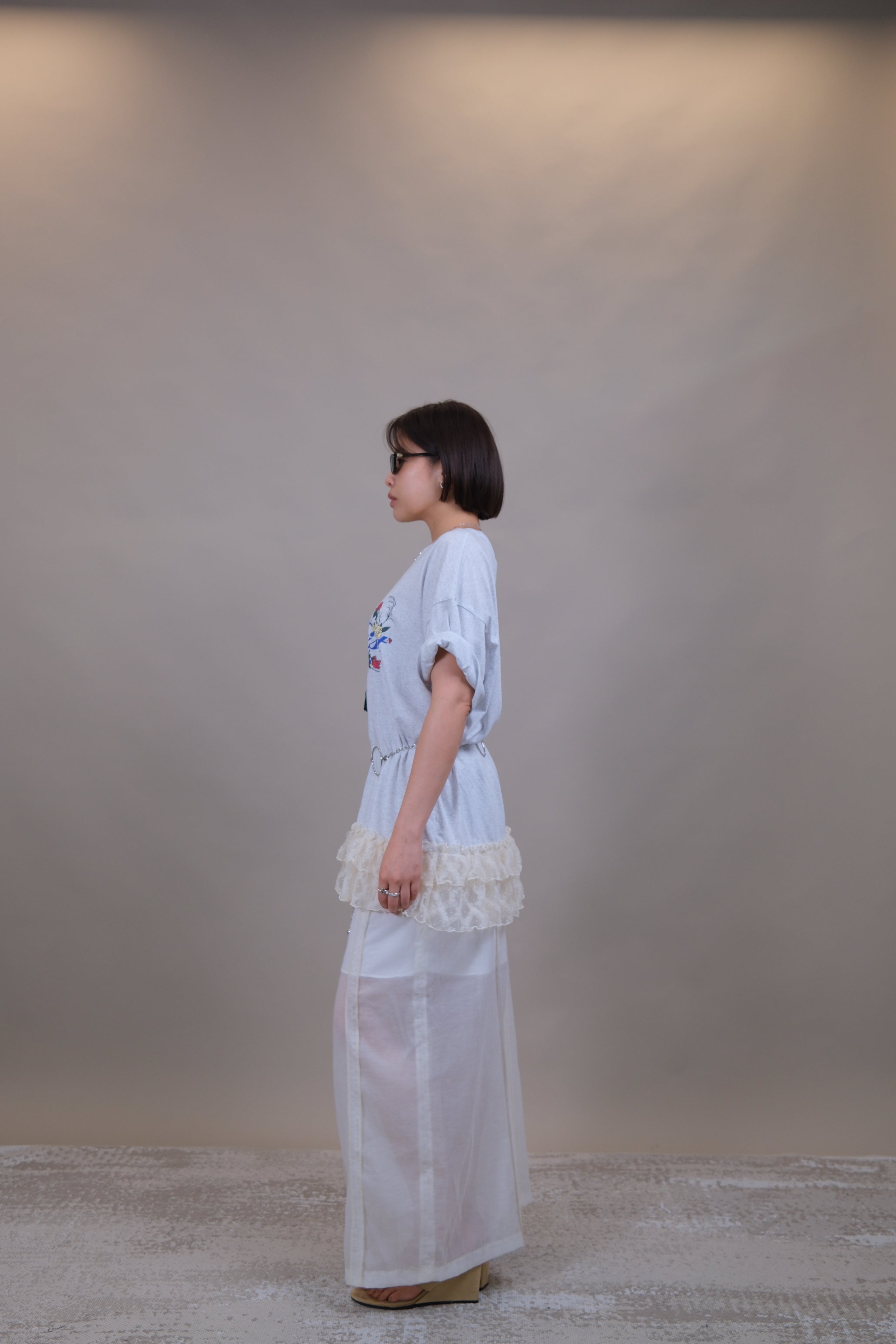 Persist Lace Ruffle Oversized Tee