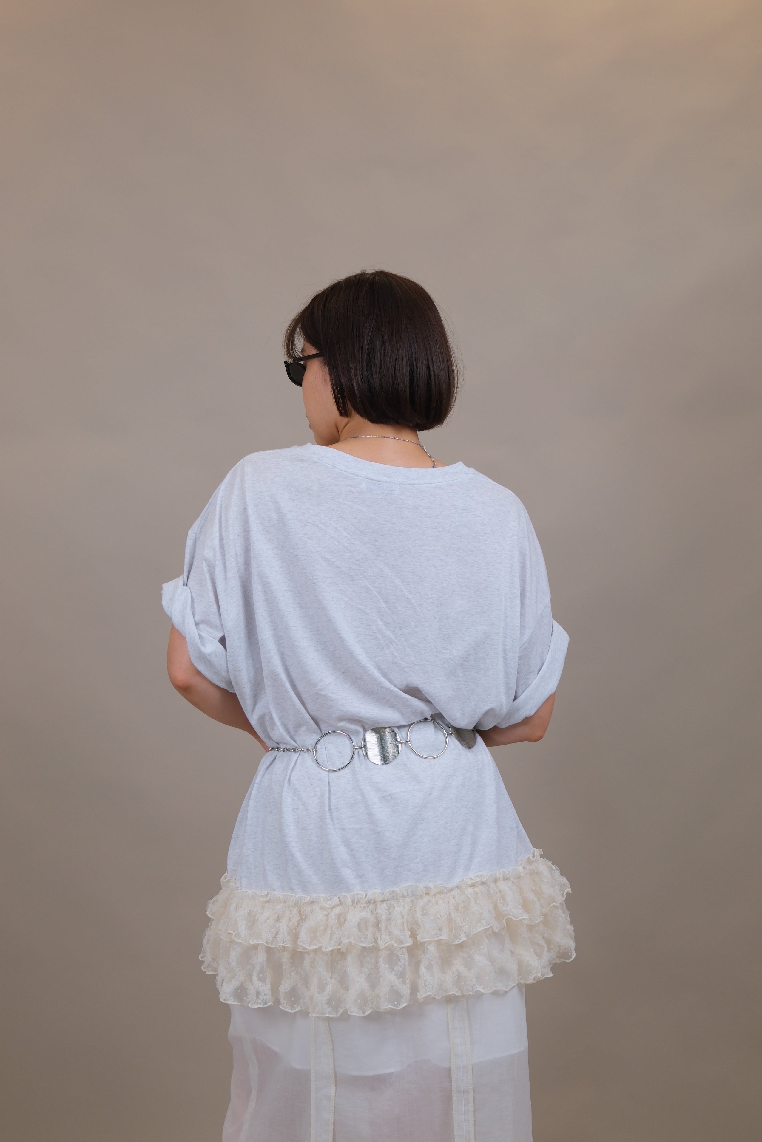 Persist Lace Ruffle Oversized Tee