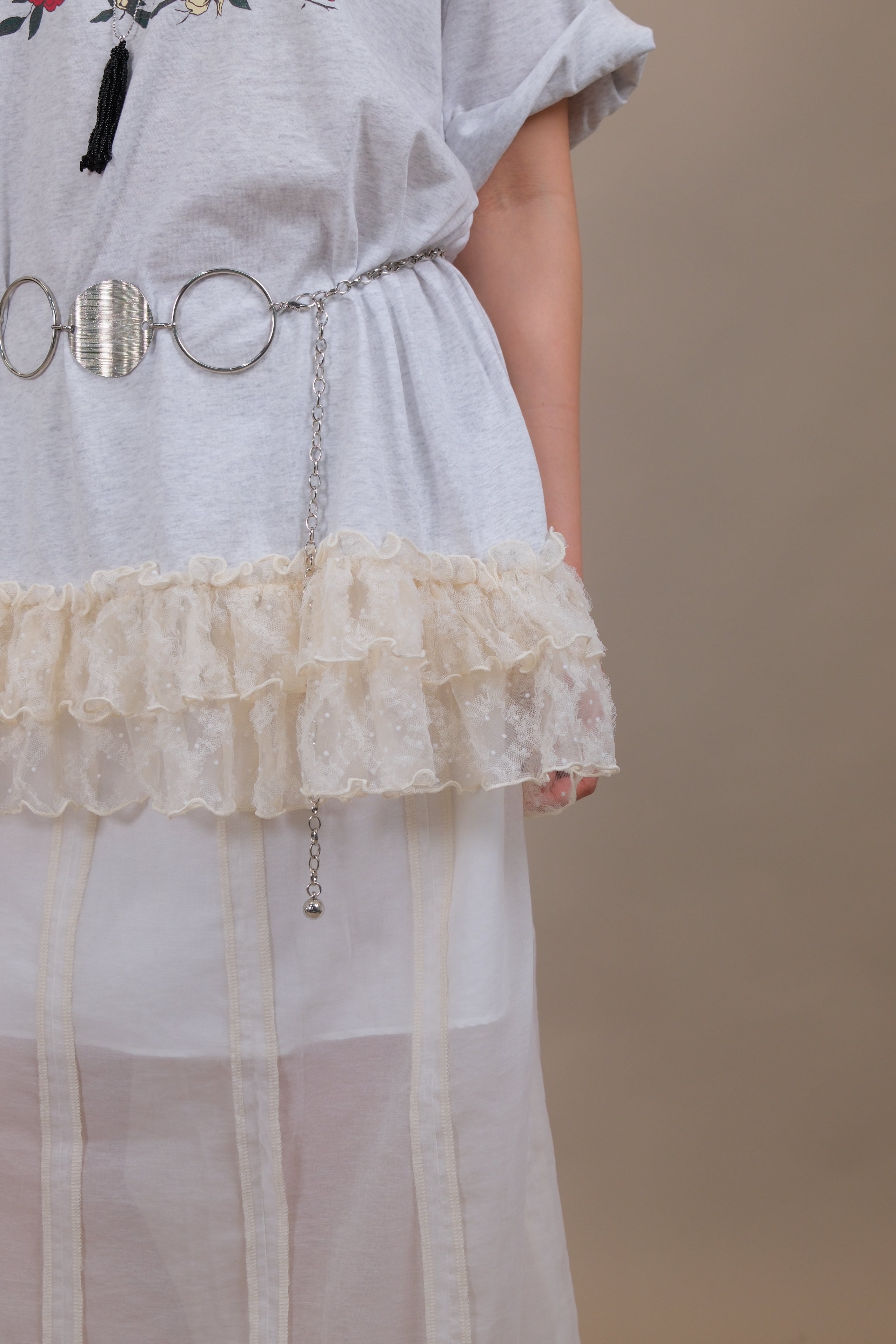 Persist Lace Ruffle Oversized Tee