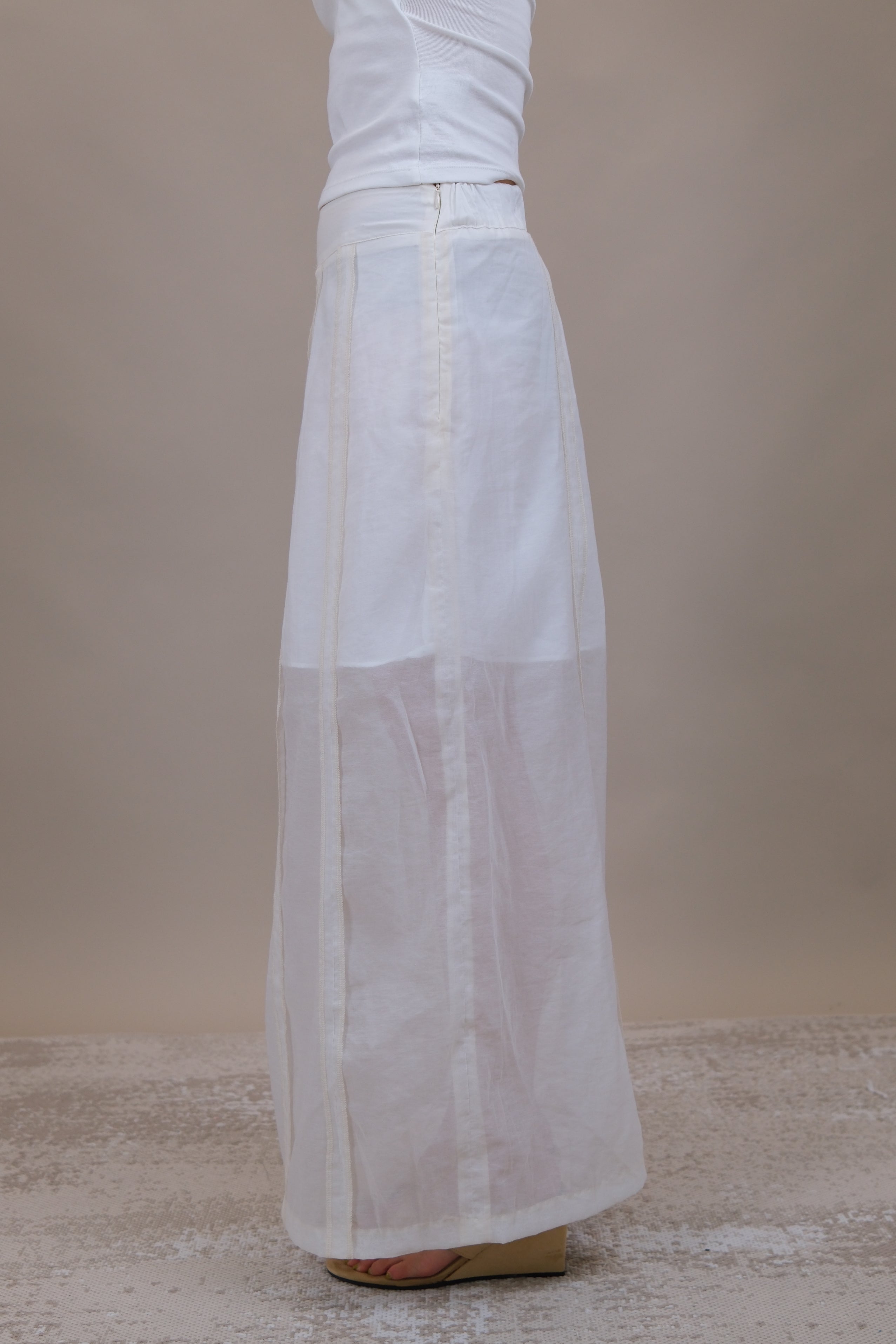 Stripe Patchwork Sheer Maxi Skirt