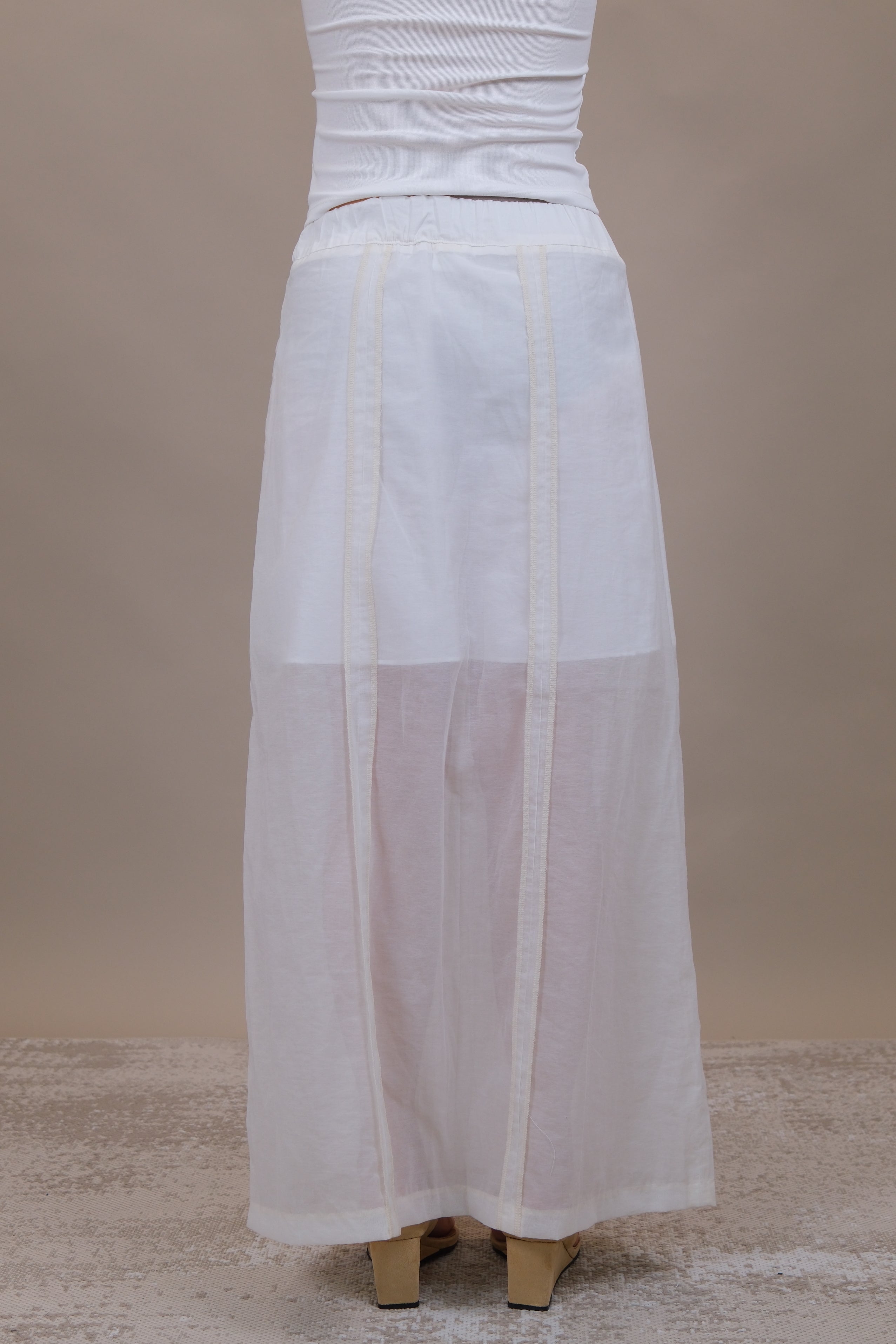Stripe Patchwork Sheer Maxi Skirt