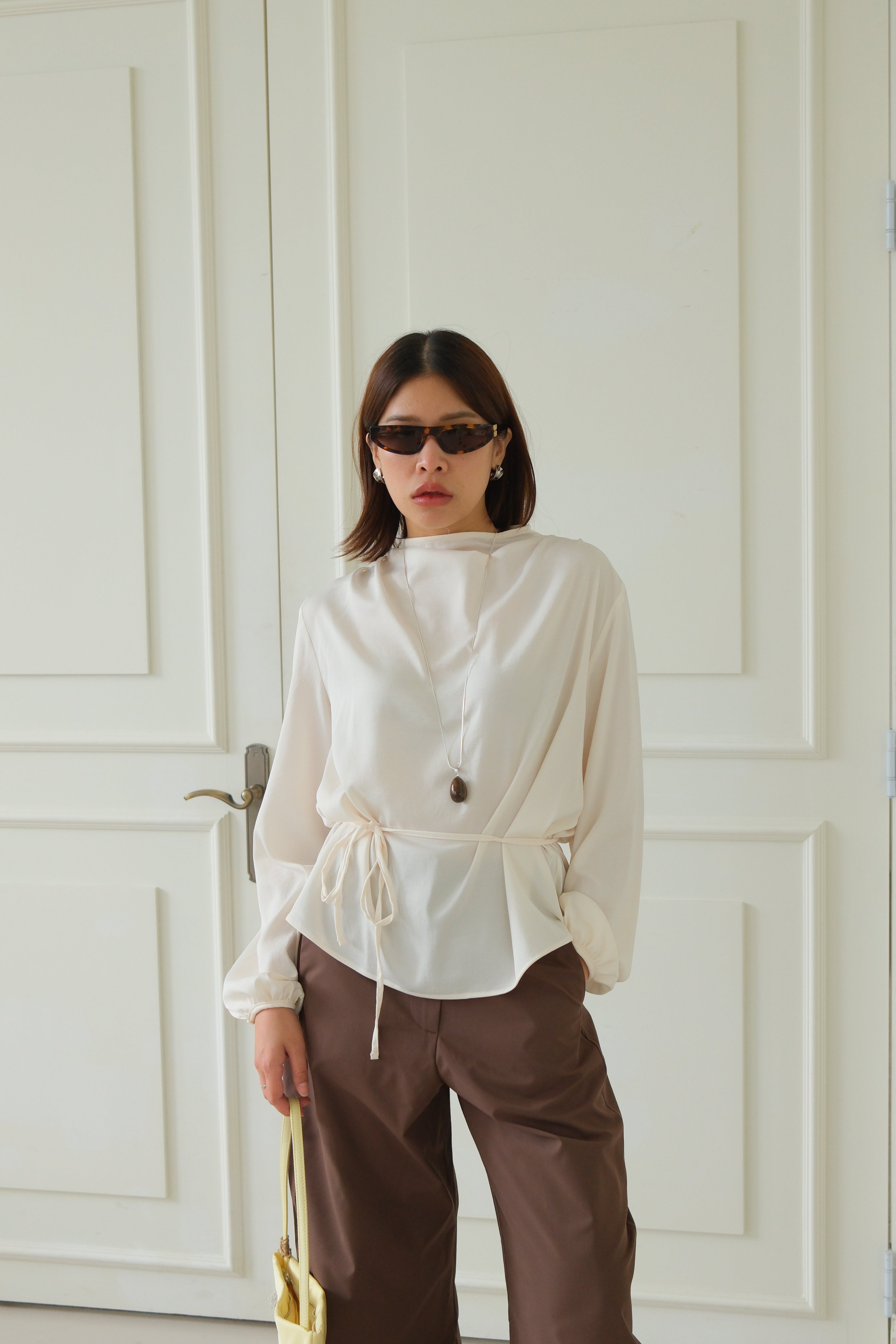 Curren shirring shoulder blouse