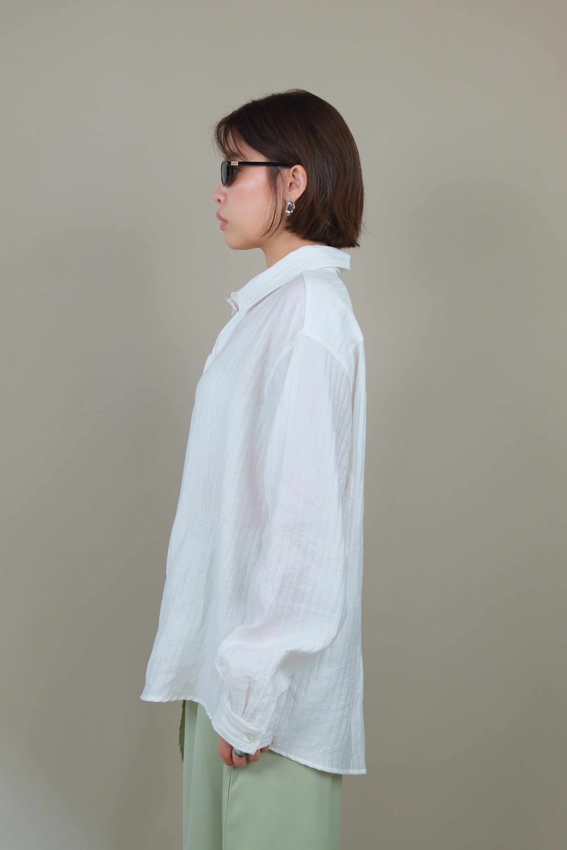 silky striped tie collar shirt