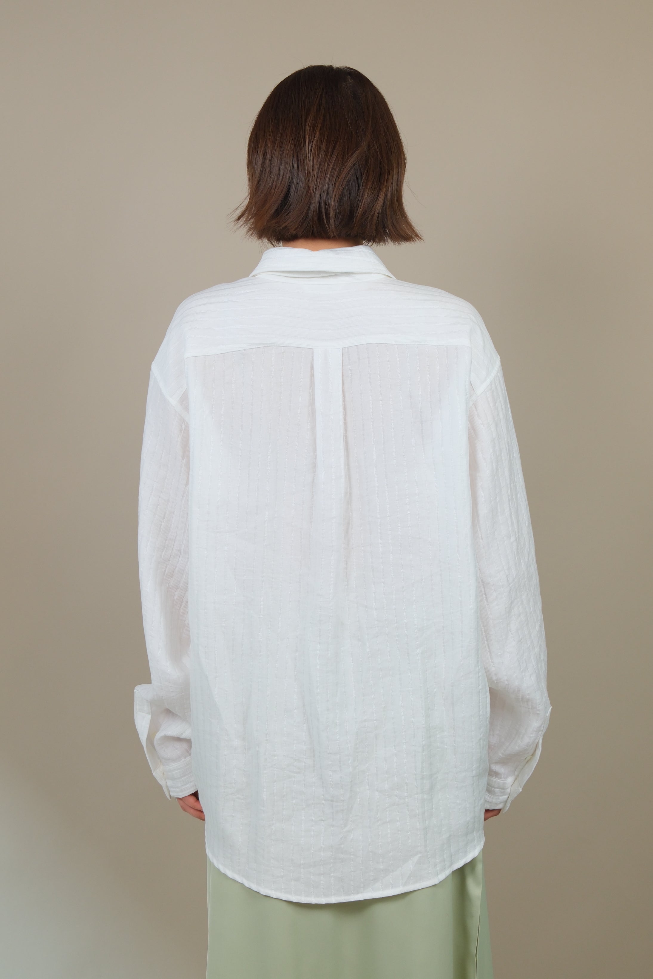 silky striped tie collar shirt