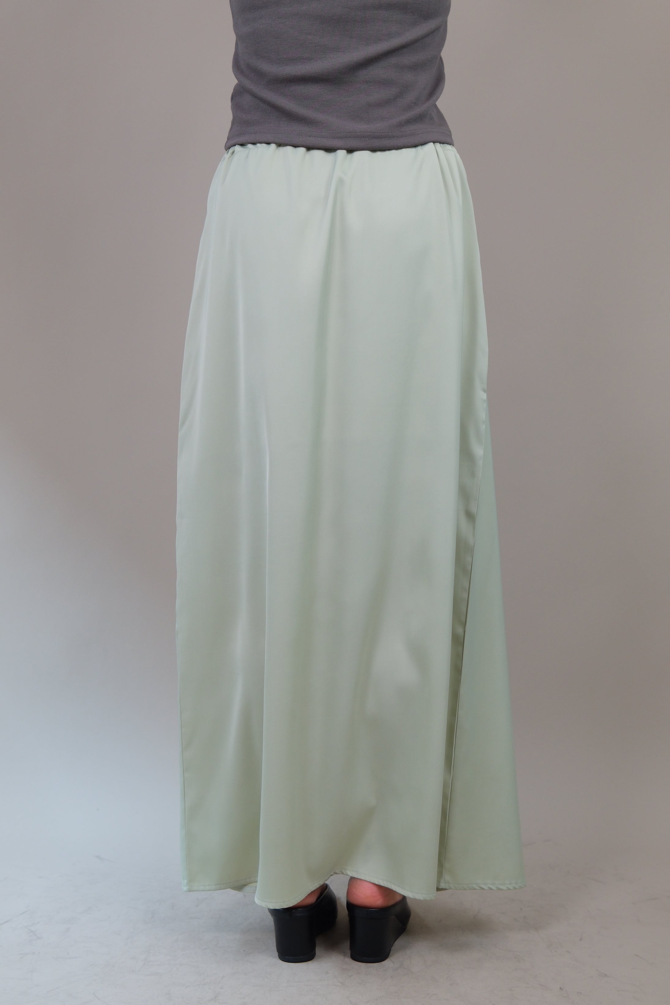 wrap silky maxi skirt