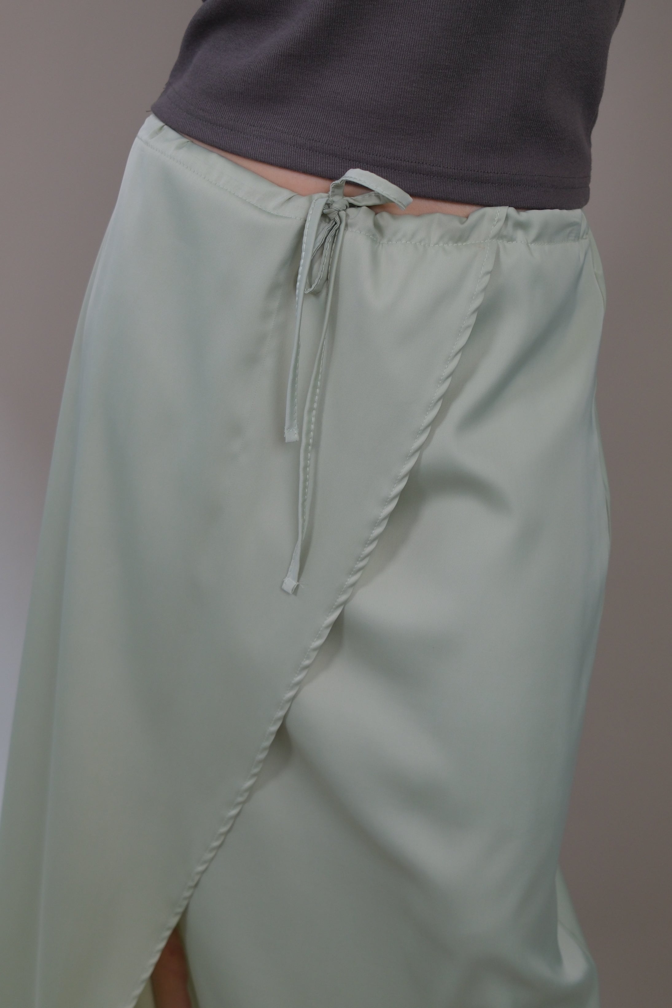 wrap silky maxi skirt
