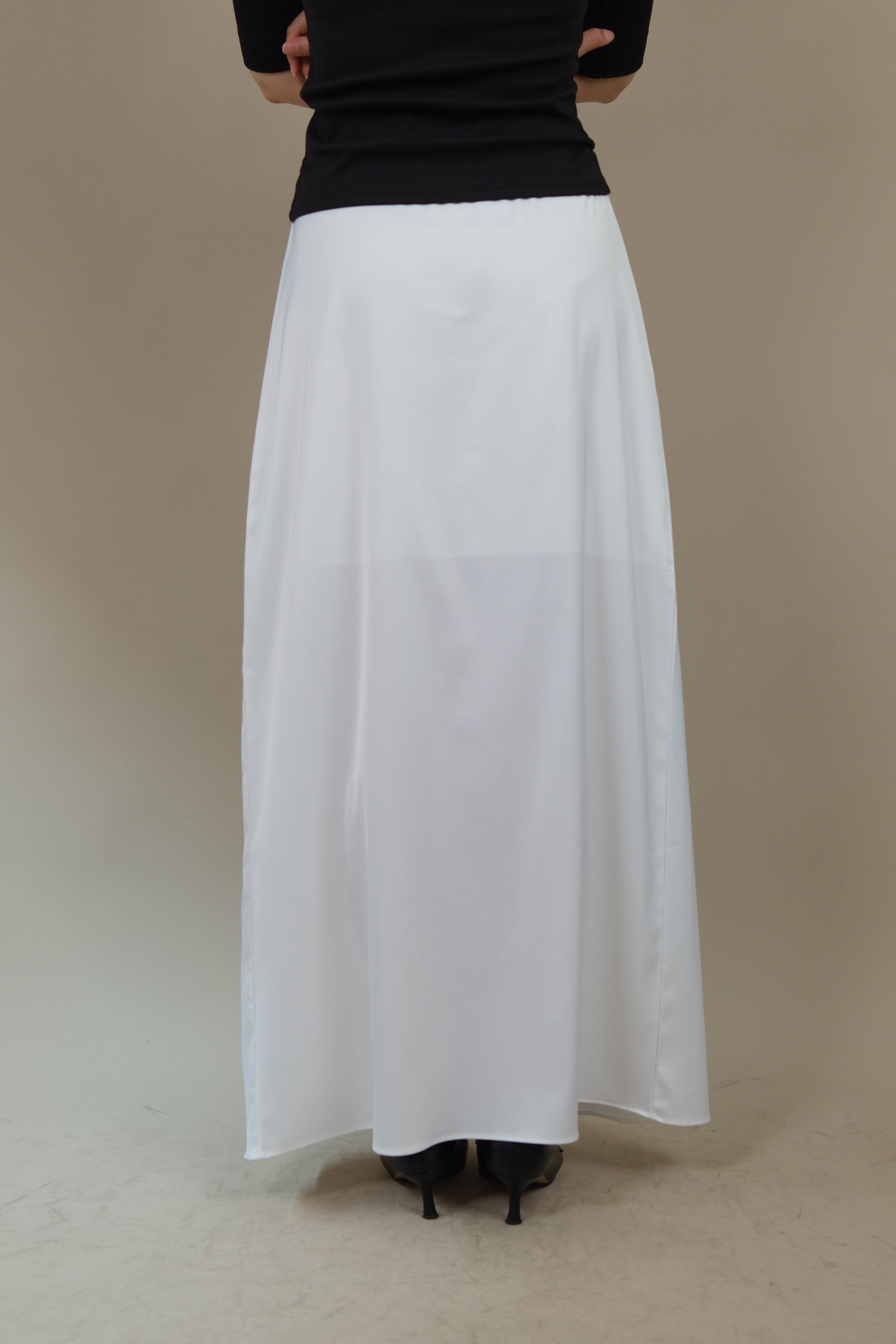 wrap silky maxi skirt