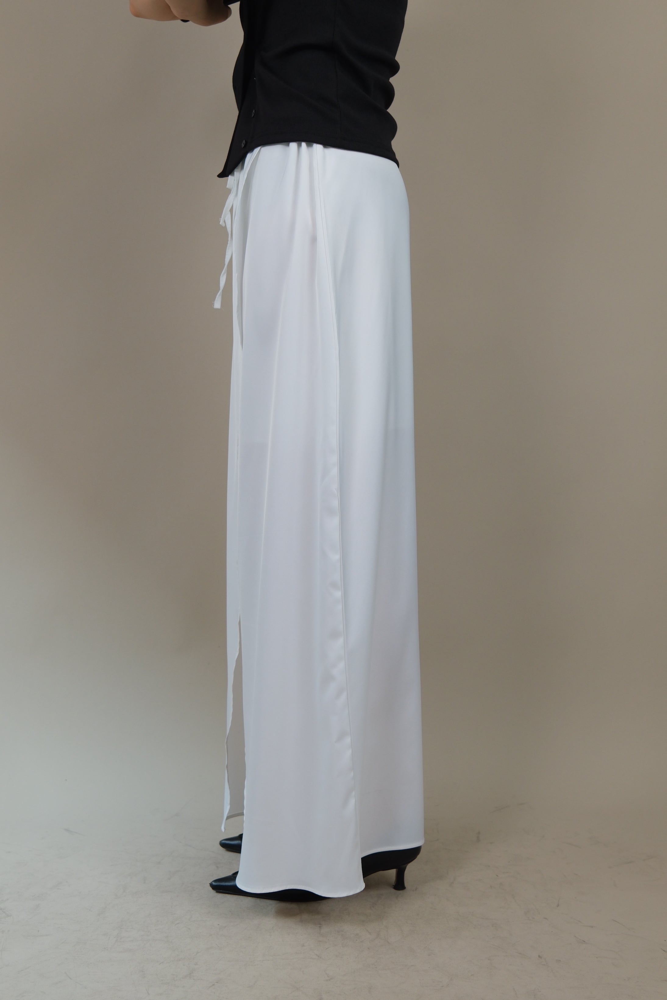 wrap silky maxi skirt