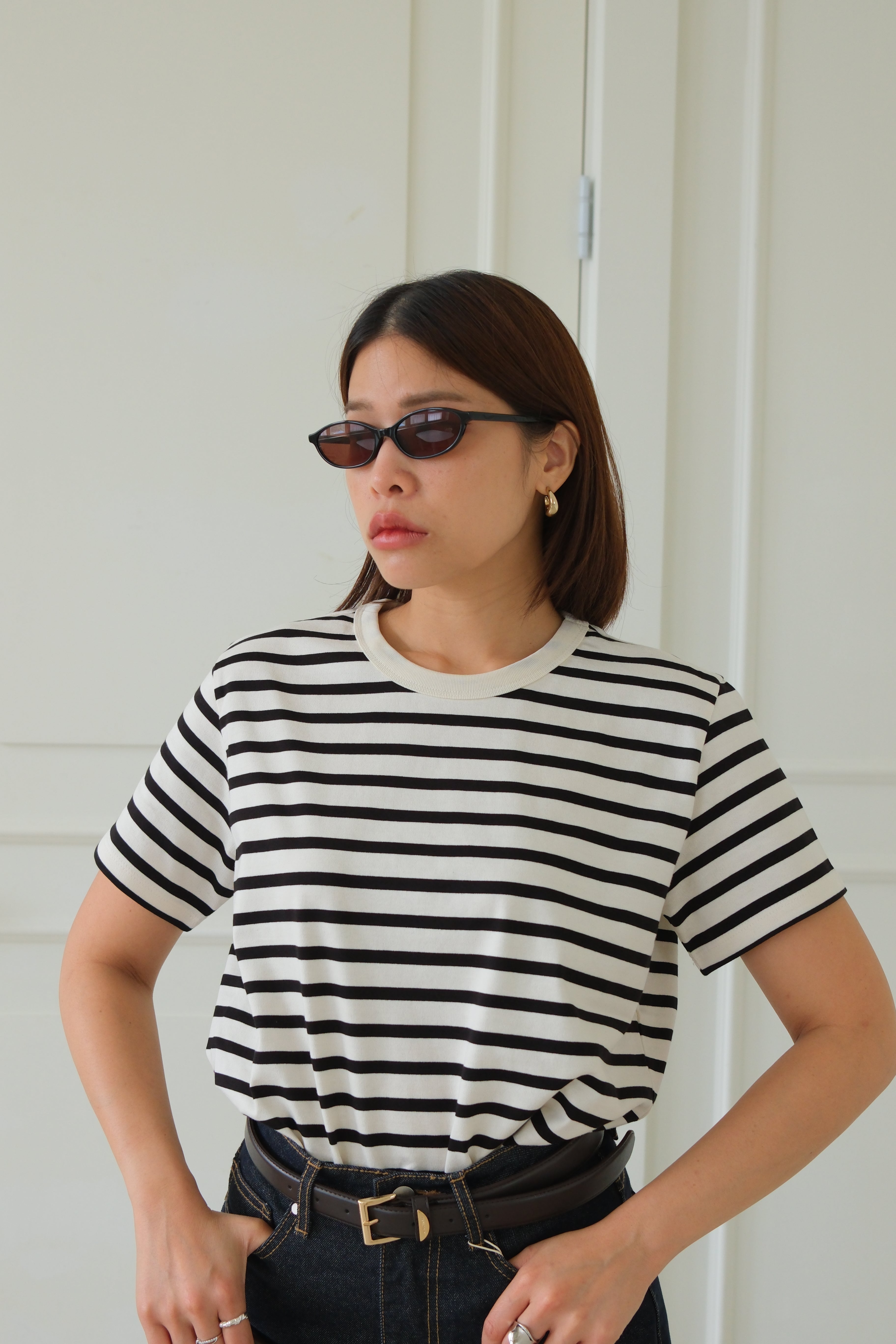 two tone Stripe basic tee