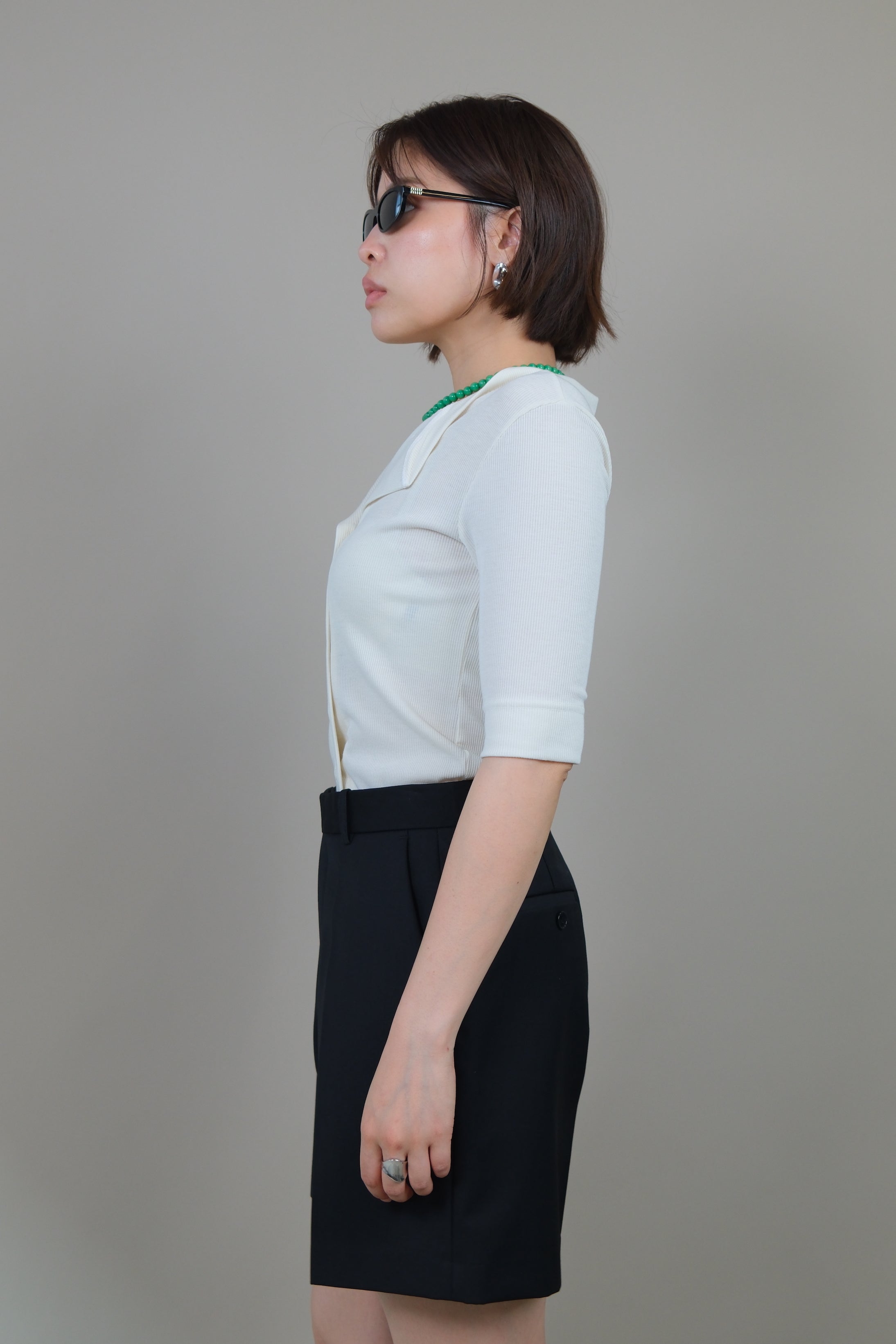 Messy buttoned cotton-ribbed top