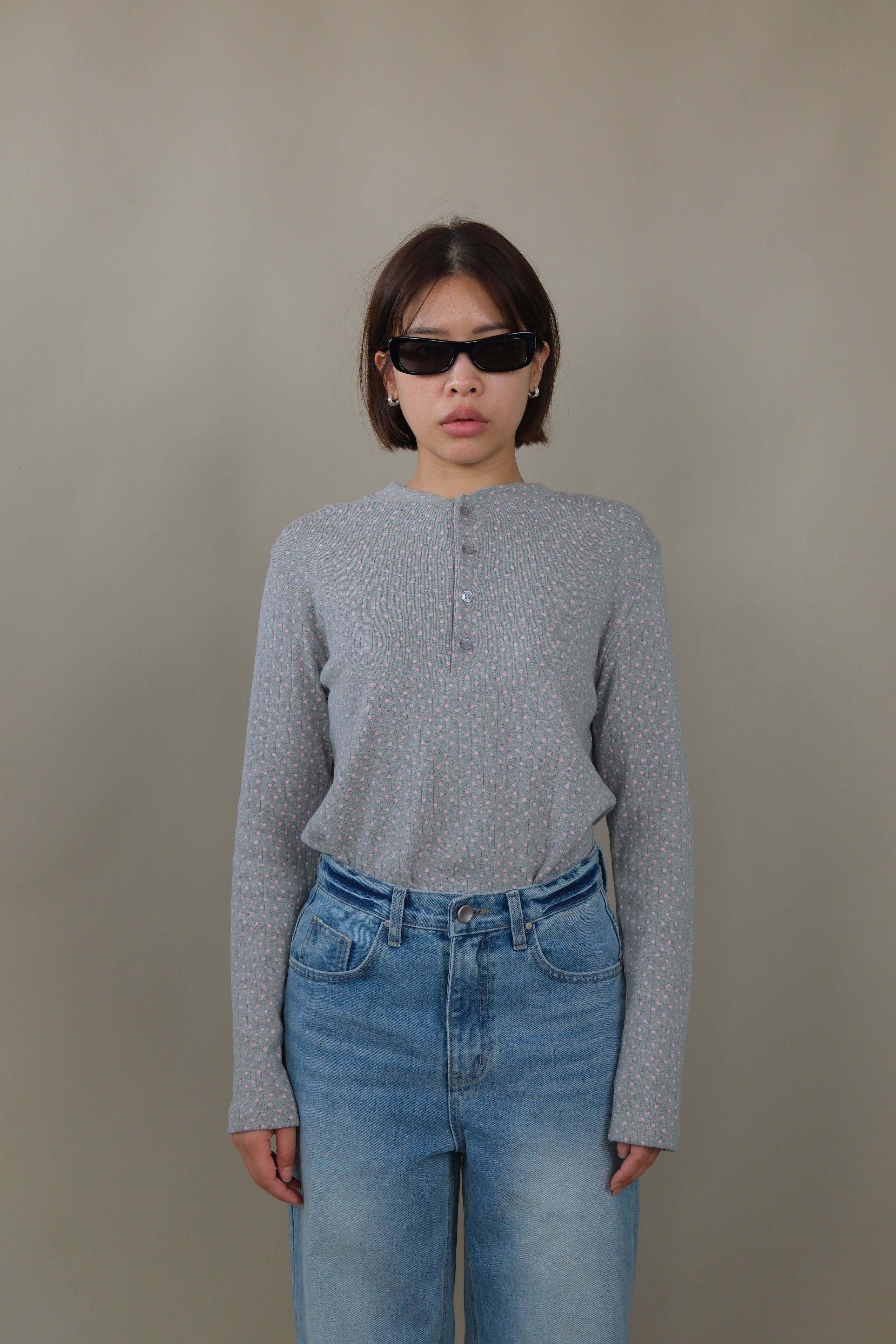 Lumi Floral Henley neck tee