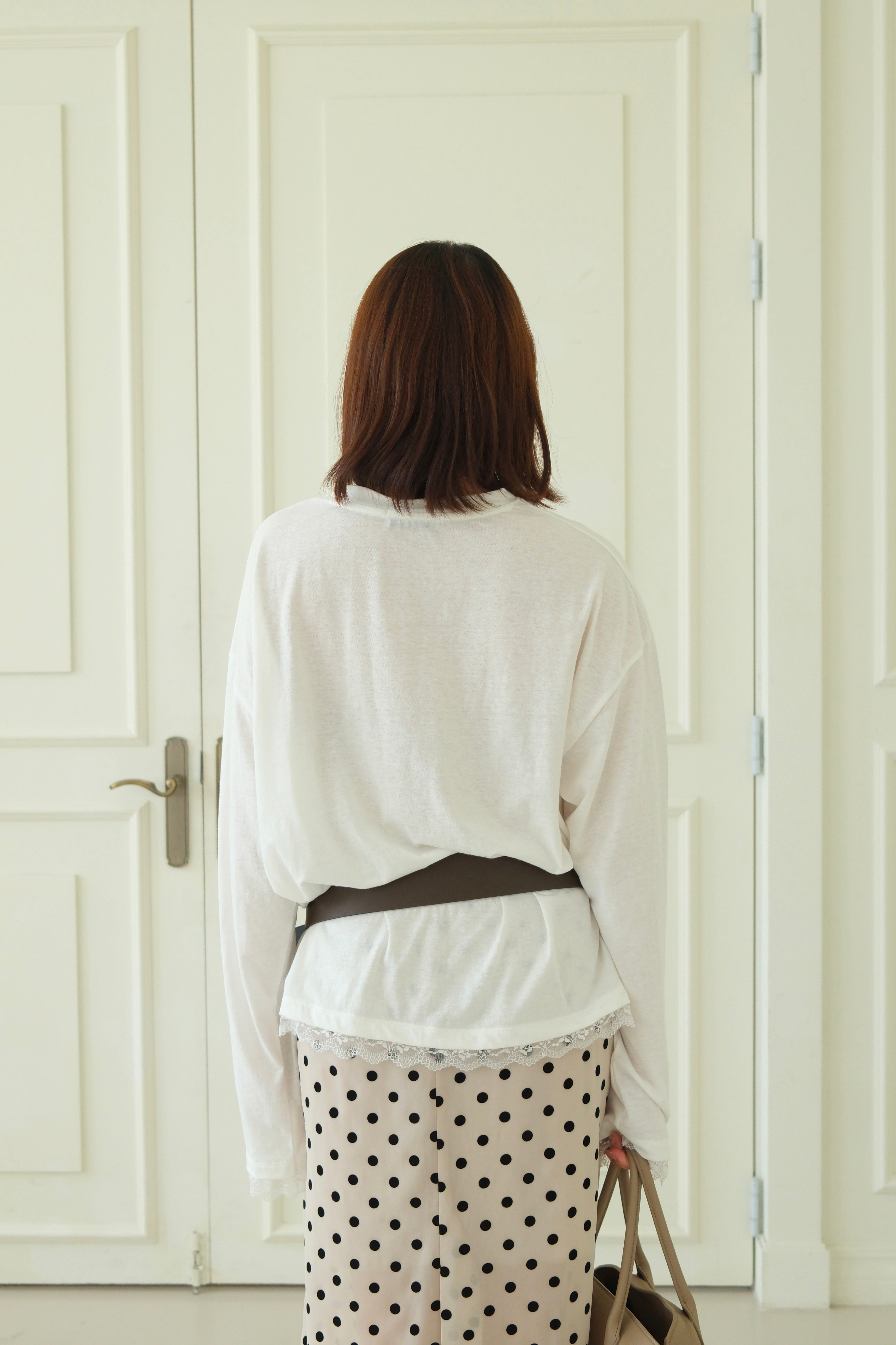 lace trim long-sleeve soft tee
