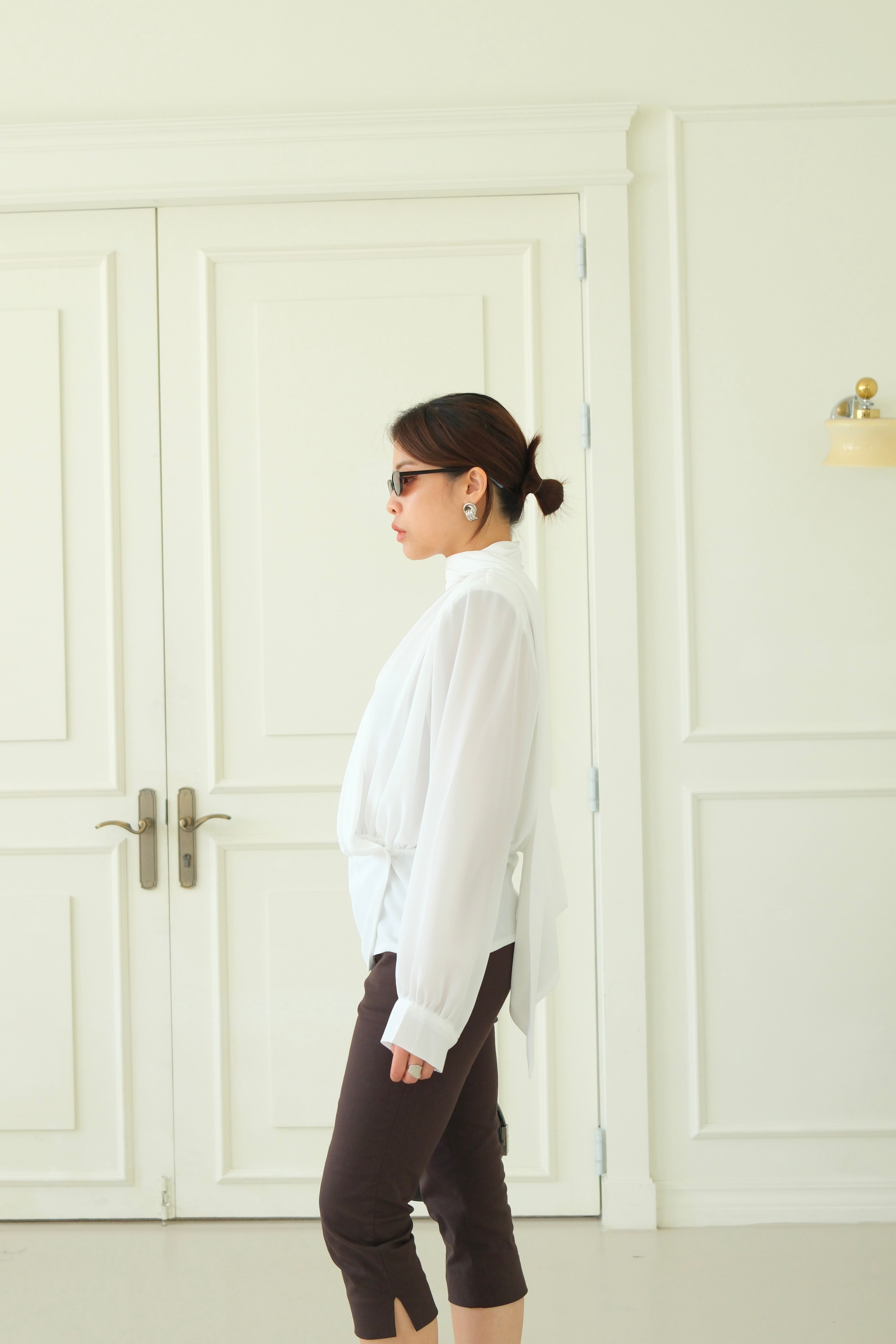 Lalis Scarf shirring wrap blouse