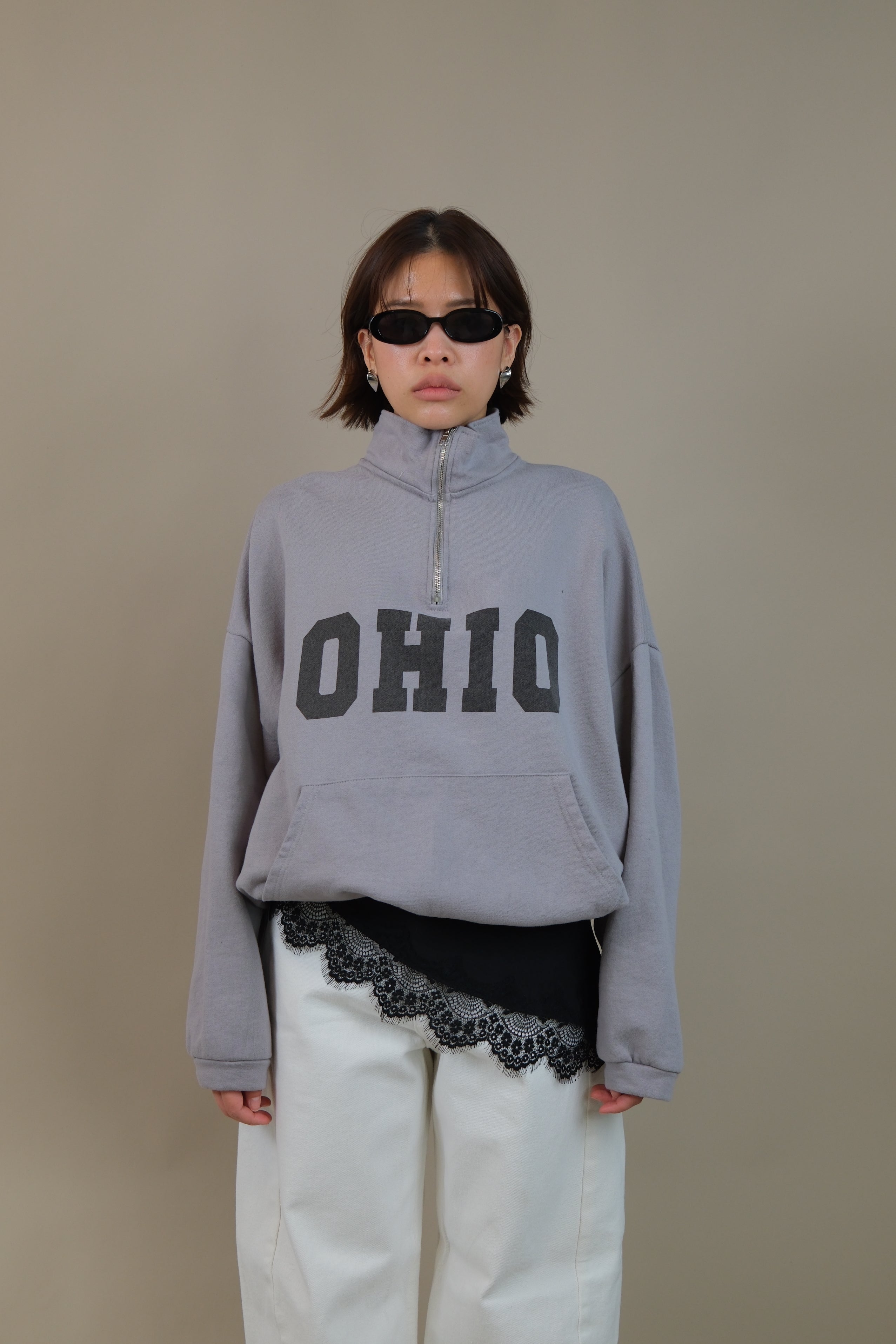 OHIO half zip mock neck sweatshirt